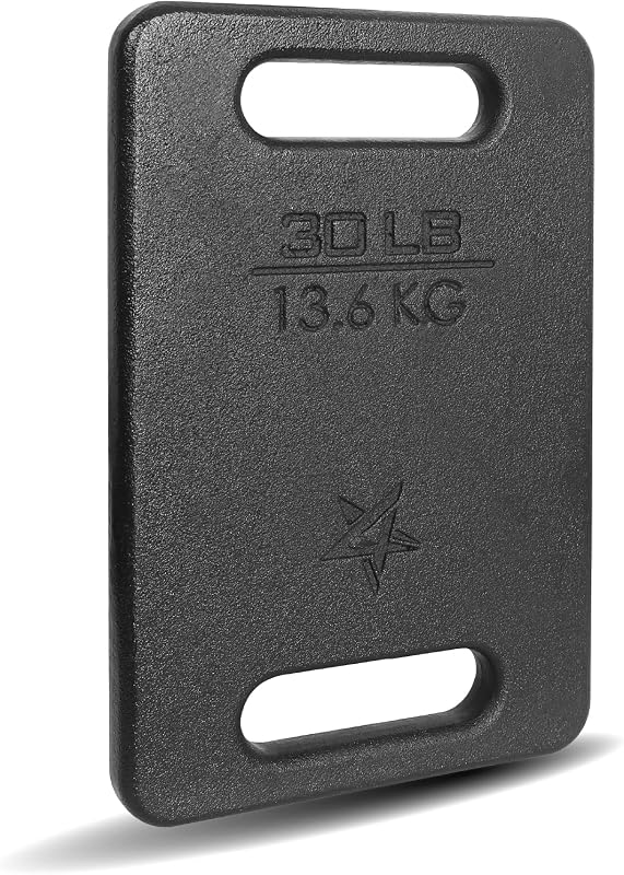 Yes4All Pesas de hierro fundido para mochila, placa de pesas de entrenamiento con mango ergonómico redondeado, acabado brillante protector para caminar con peso, senderismo, rucking, entrenamiento de resistencia