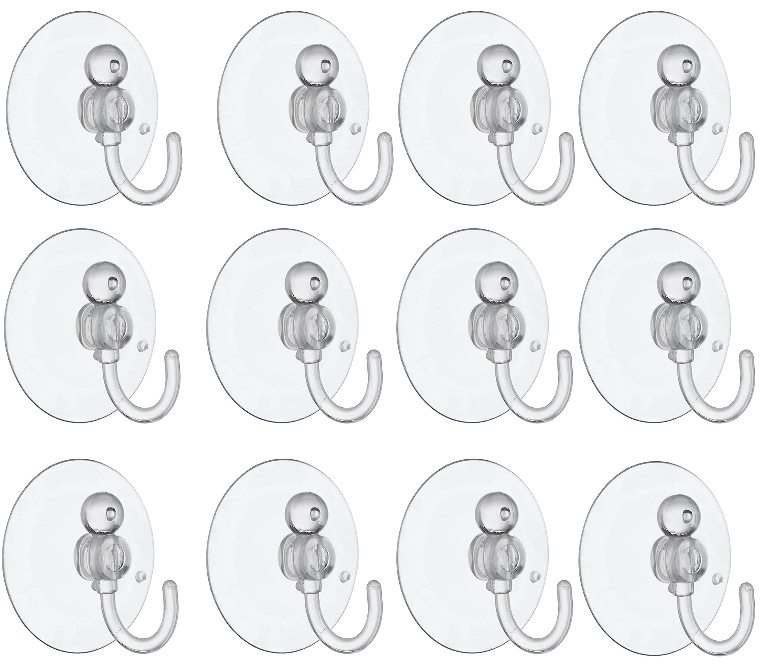Toyland Clear Toyland® Pack Of 12-9Cm (3.5") Giant Suction Hooks - Reusable Everyday Household Storage - Kitchen & Bathroom Multi-Purpose Hooks