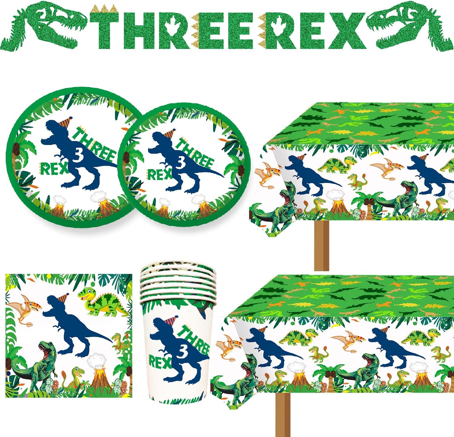 Amazon.com: Dinosaur Birthday Party Supplies 3 Year Old Boy Three Rex