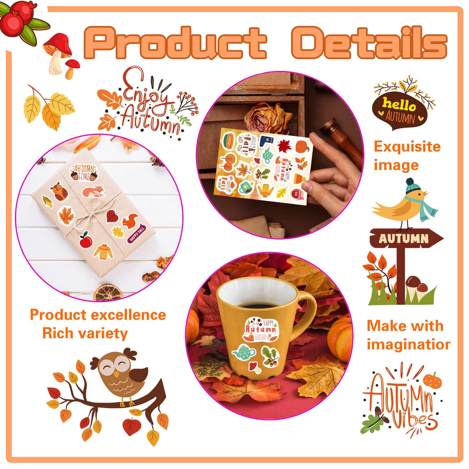 Herbst Aufkleber - 500 Stück Kürbis Sticker Für Thanksgiving Deko