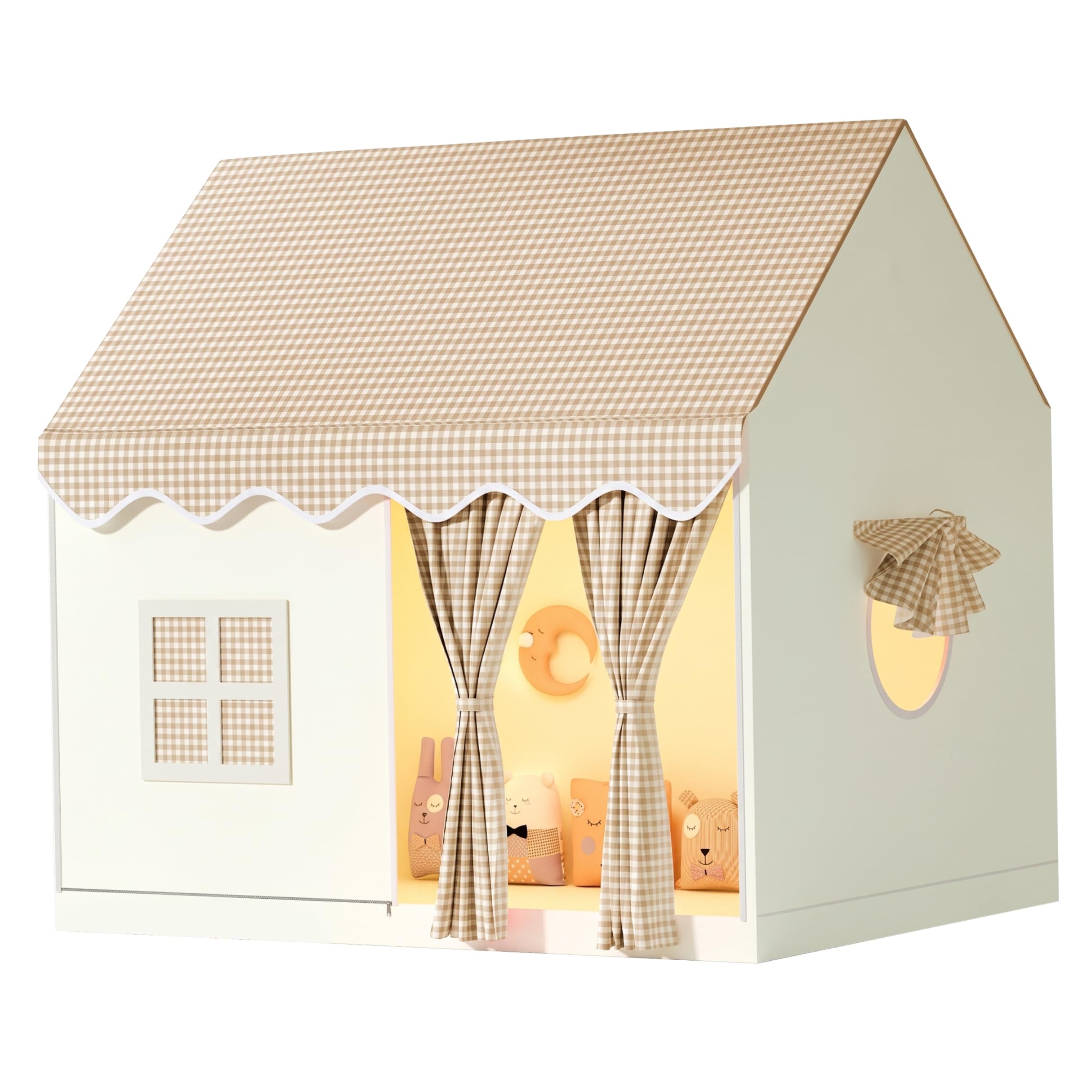 Tenda da Gioco per Bambini Pieghevole per Interni con Struttura in Metallo, Kaki