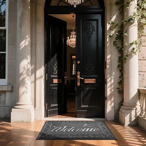 Miniatura 2 de Yimobra Tapete de bienvenida, resistente y duradero, para la entrada del hogar, al aire libre, interior, felpudo delantero para patio exterior,