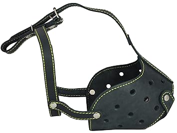 Real Leather Cage Basket Secure Dog Muzzle - Great Dane, Saint Bernard, Mastiff(Circumference 17