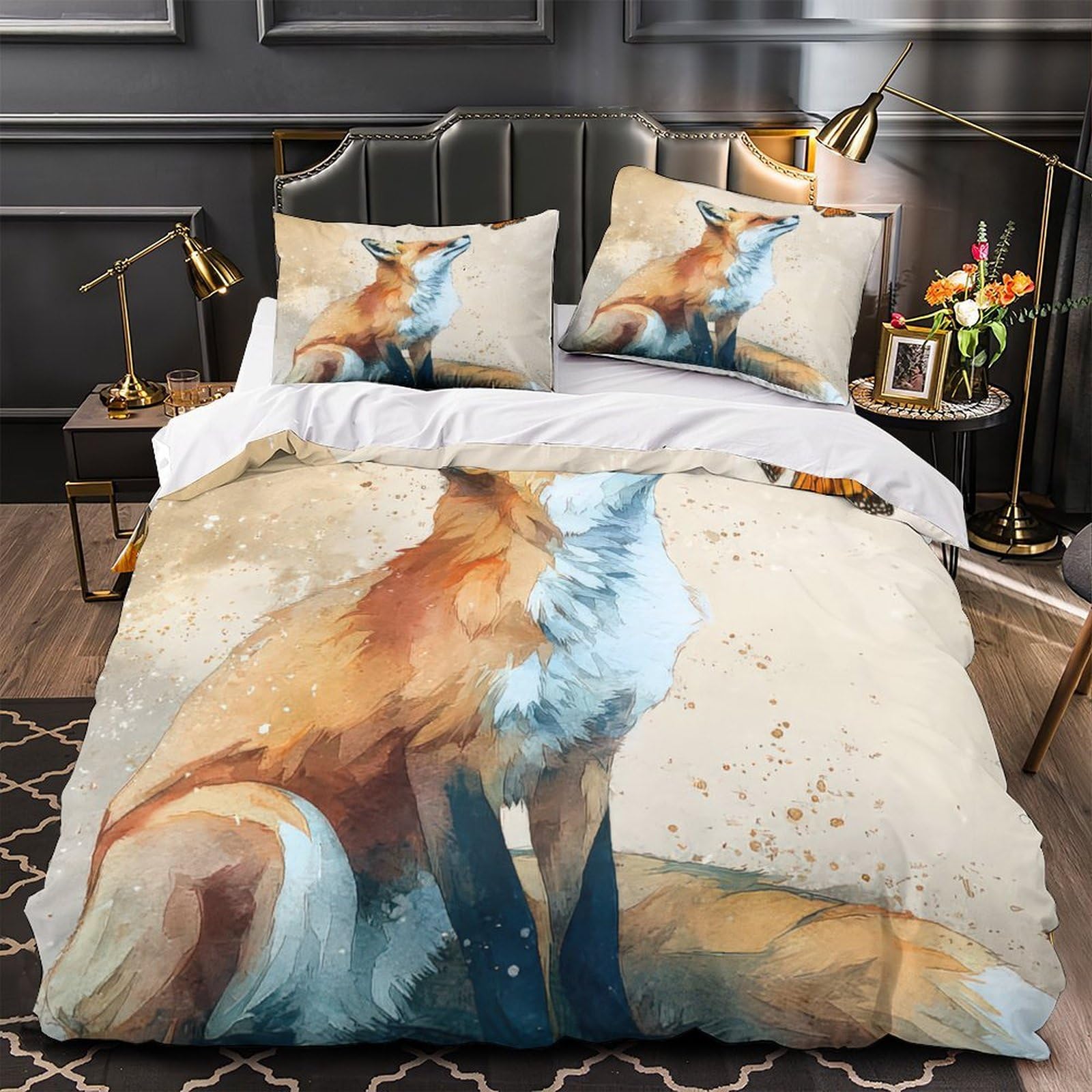 Housse de couette renard 140x200 avec fermeture éclair pour chambre d'ado