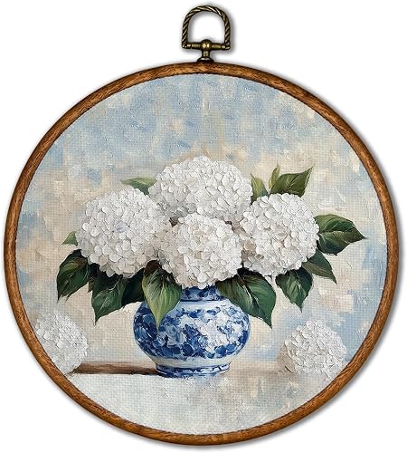 KSDUT Chinoiserie Vase Flower Wall Art Decor - Blue and White Chinoiserie Wall A