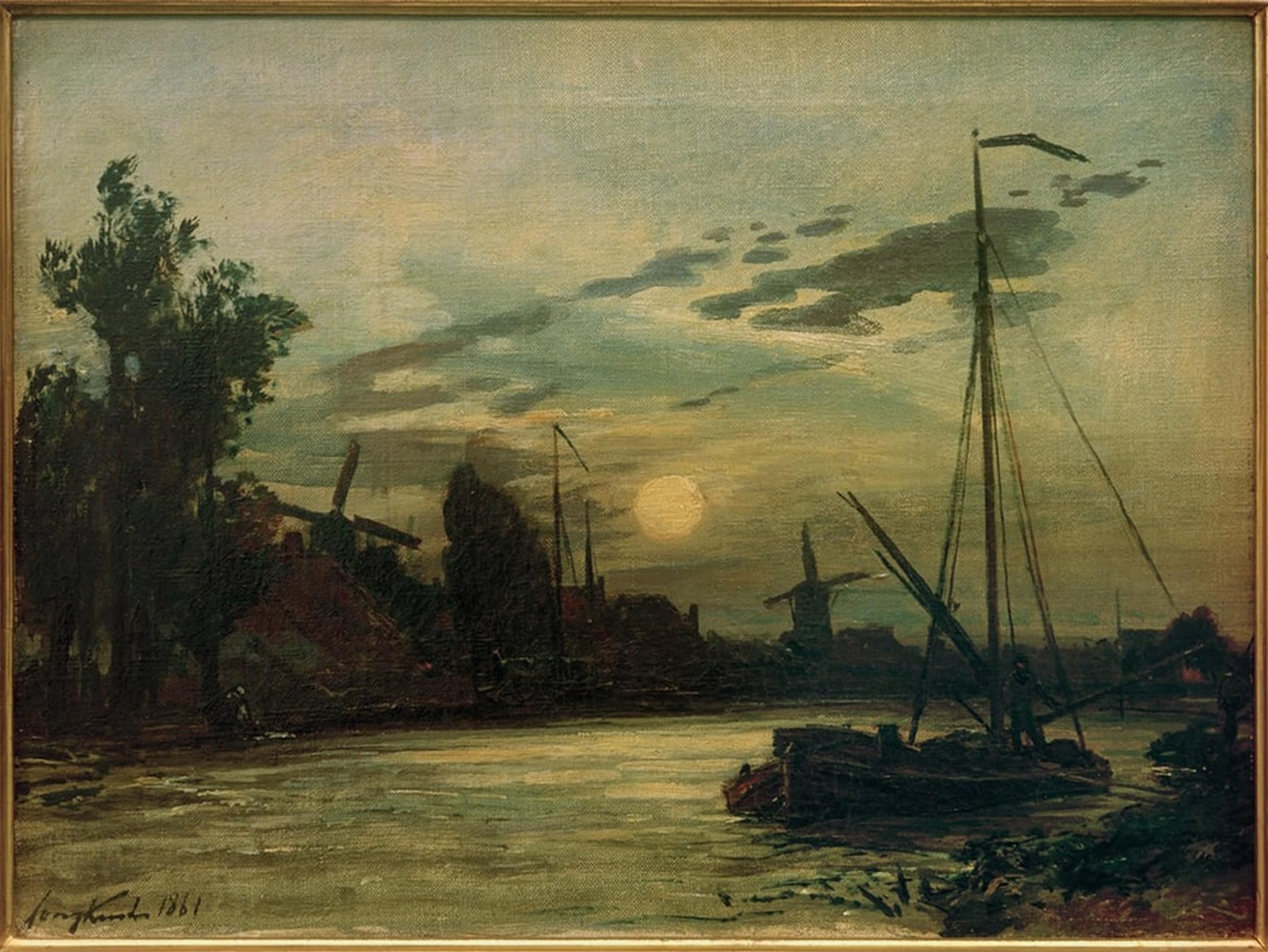 ARTXLXXBN Famous Print Painting Colorful Art Print Landschaft Am Abend by Johan Barthold Jongkind Canvas Art Decorations for Home Decor 60x90cm