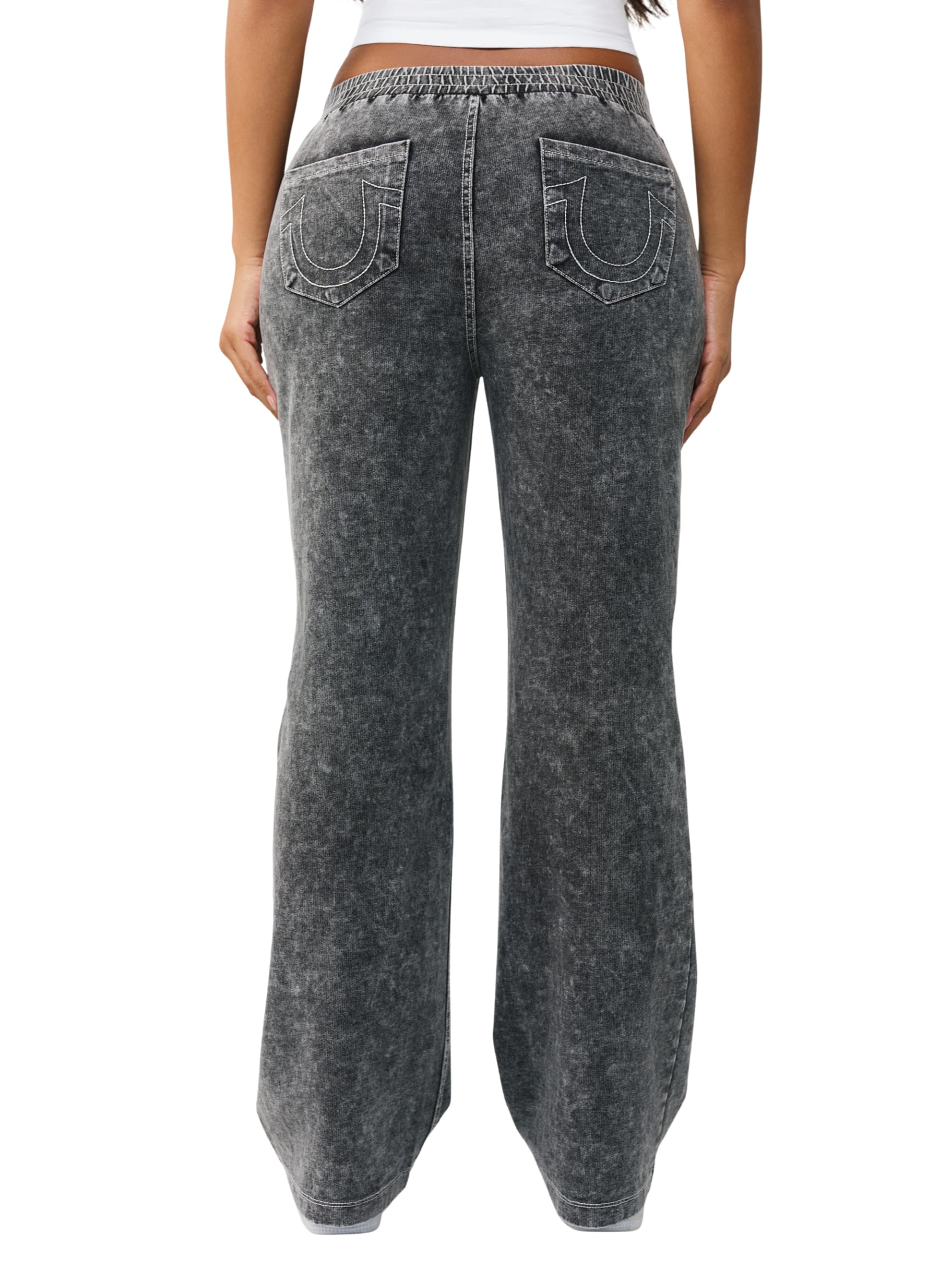 True Religion - Horseshoe Wing Faux Denim Sweats, Pantaloni da Tuta Donna