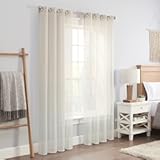 Ines Printed Ombre Textured Light Filtering Grommet Window Curtains for Bedroom (2 Panels), 52 in x 95 in, Ivory