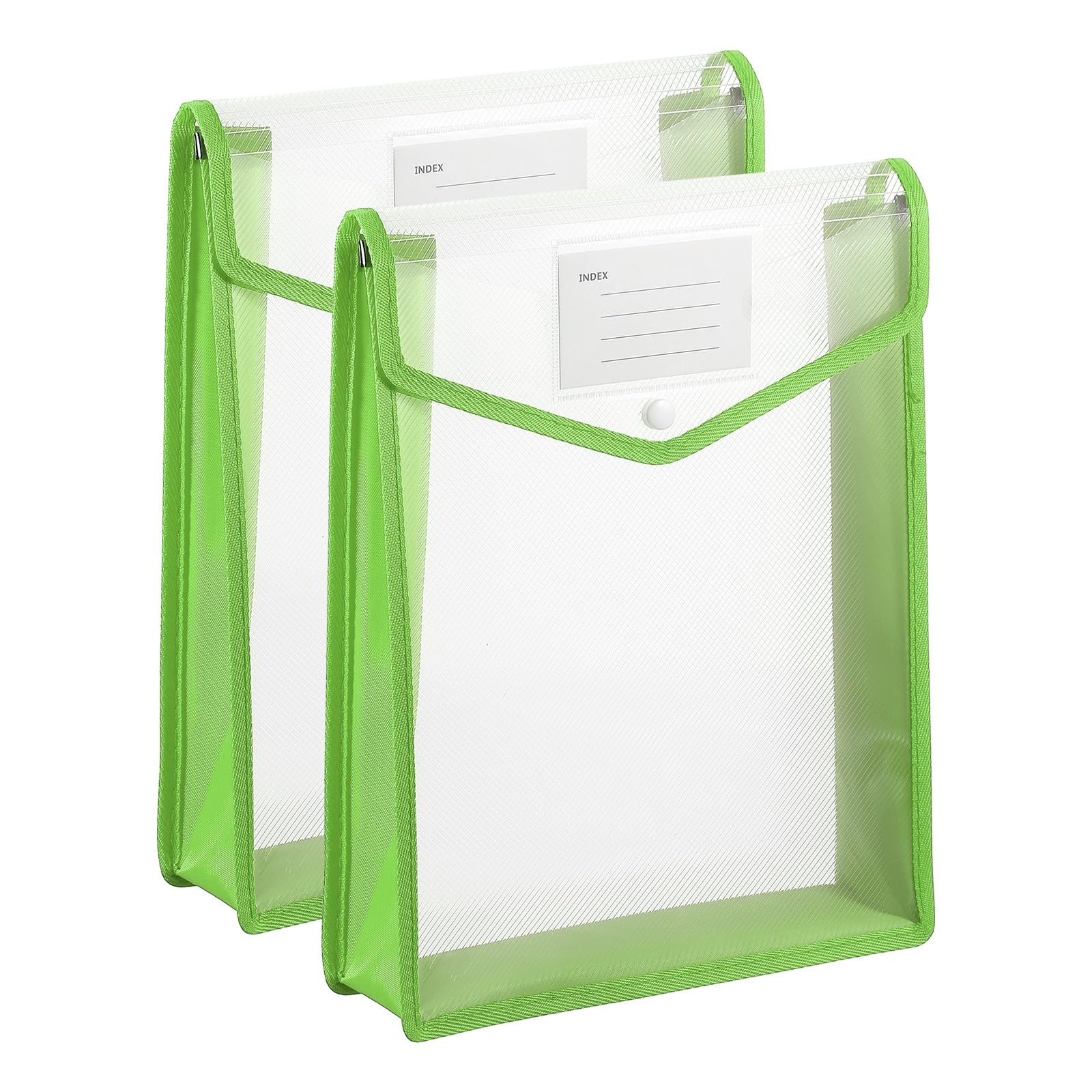 PATIKIL Plastic Expanding File Folders, 2 Pack A4 File Folder Envelopes Letter Size Document Organizer Supplies with Snap Closure for Classroom Office, Green, Vertical