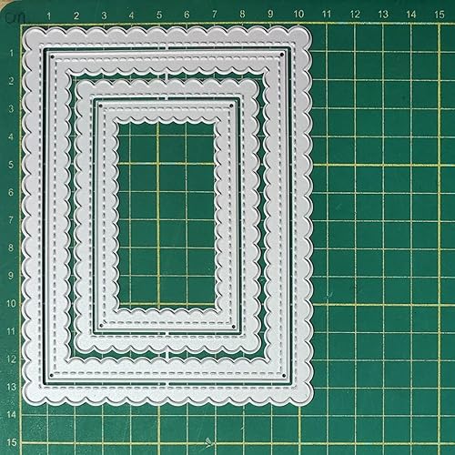Miniatura 7 de Troqueles rectangulares de borde ondulado para hacer tarjetas, troqueles de corte de metal, troqueles de papel para álbumes de recortes, suministros