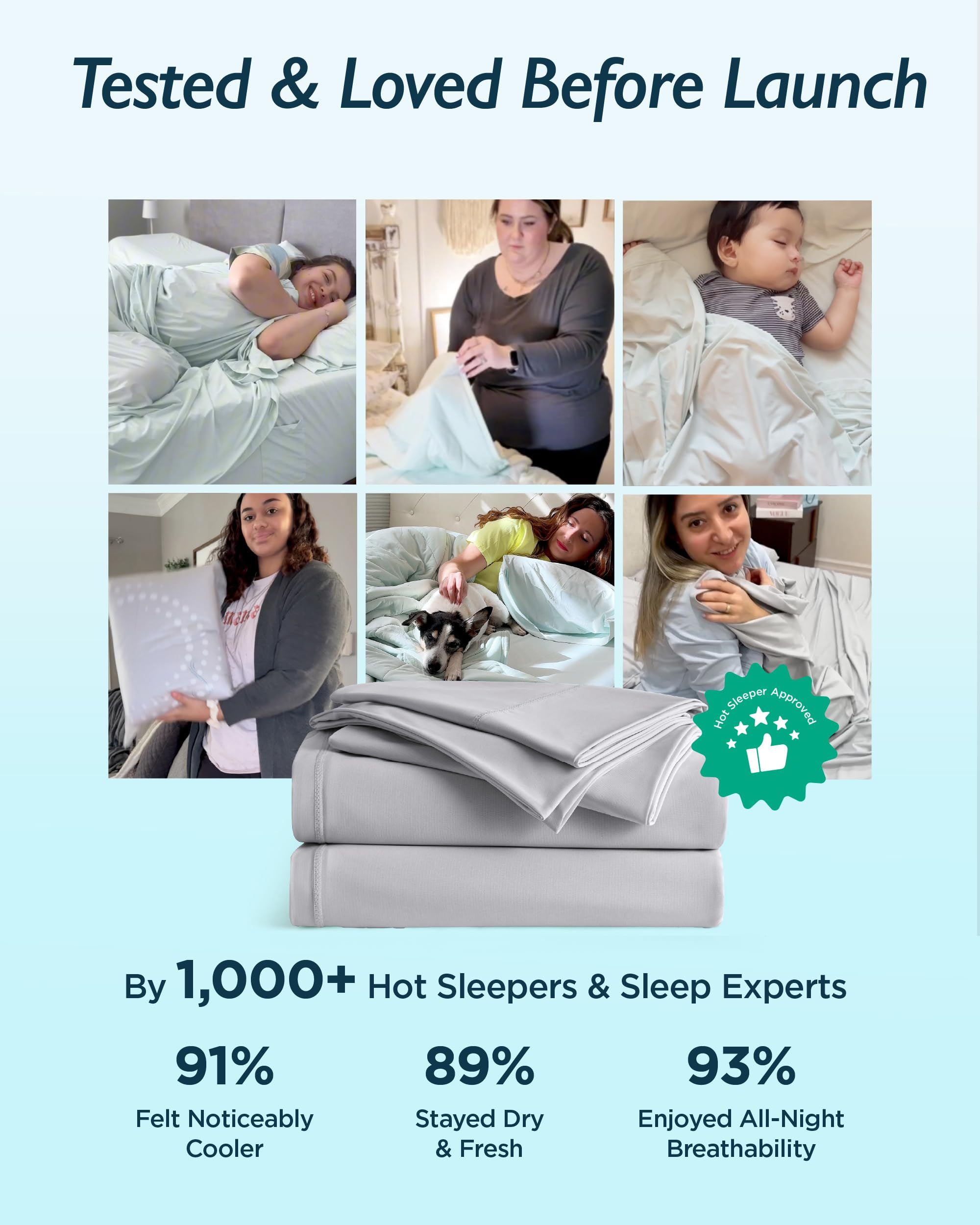 Juego de sábanas refrescantes tamaño Queen - BlendTek™ Tecnología Dry & Cool para personas que duermen con calor y sudores nocturnos, tecnología Q-Max>0.46, bolsillo profundo de hasta 18 3