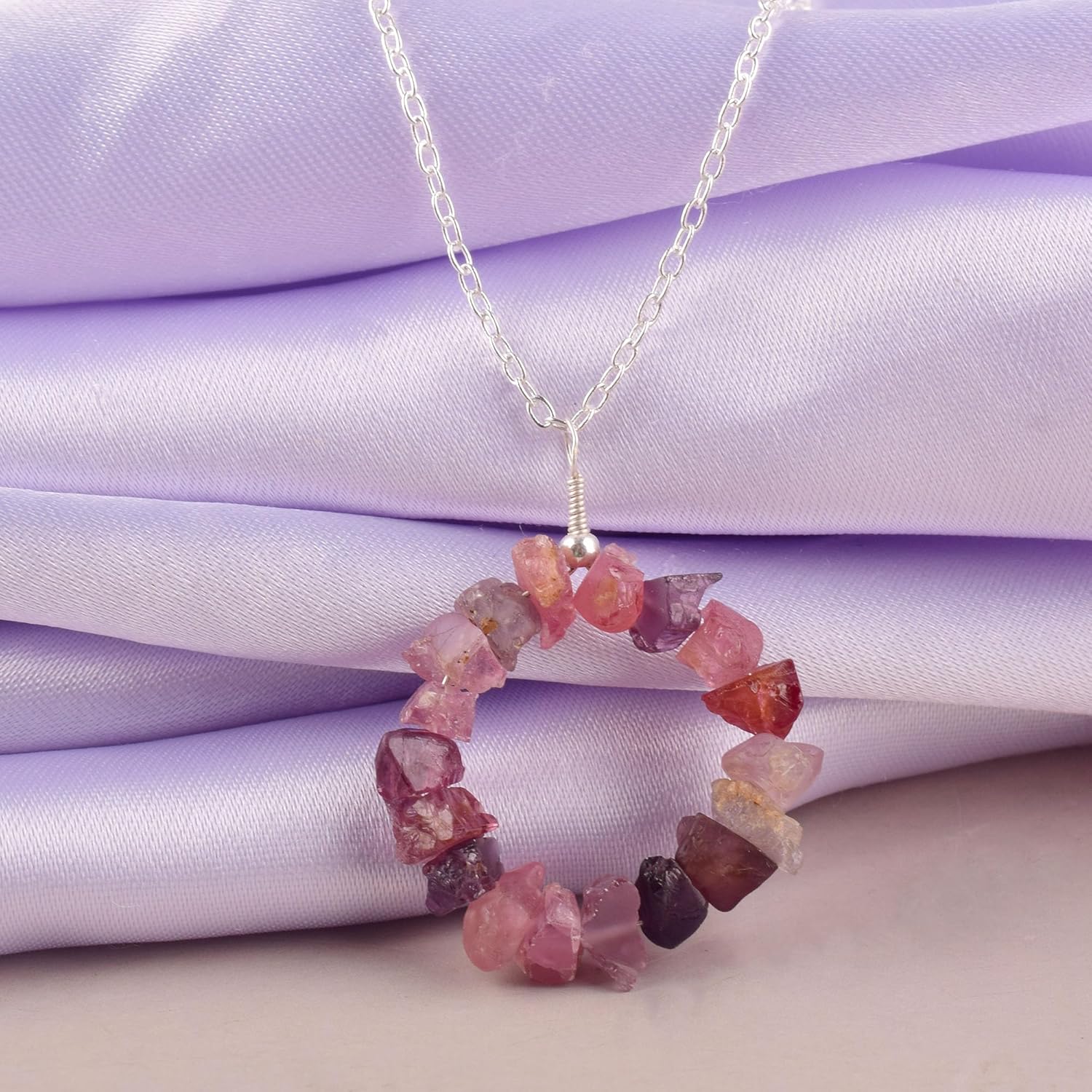 Natural Raw Multi Spinel Crystals Pendant Necklace, Rough Gemstone, Energy Healing Crystals, Birthday, Gift for Her, Women, Teen Girl Gemstone Jewelry 18 inch AAA+ Quality - Image 6