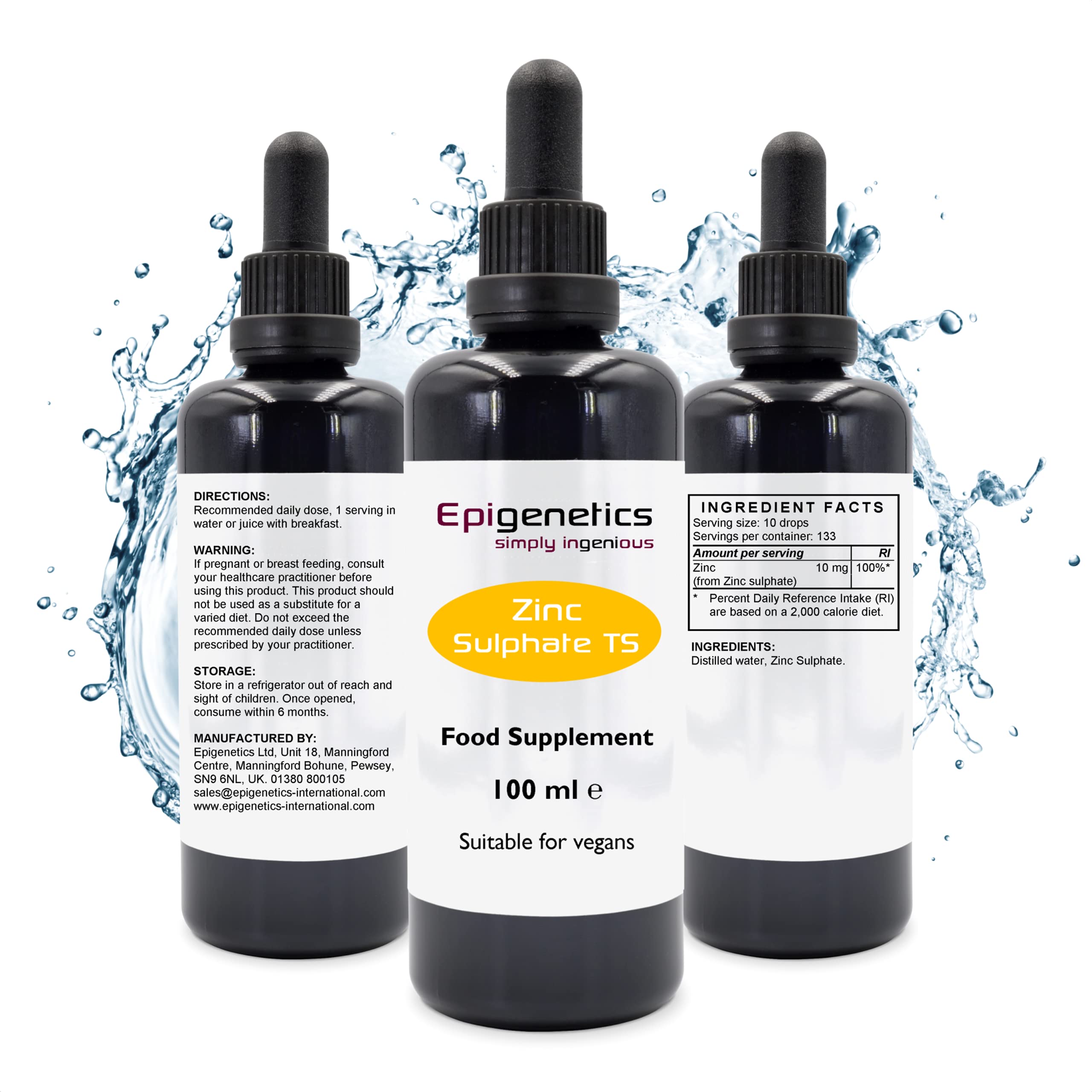 Zinc Sulphate 100ml Ionic Zinc Mineral + Purified Water UK Made