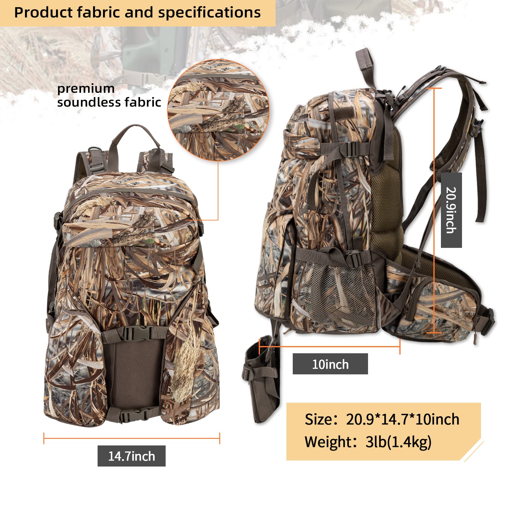 BLISSWILL Hunting Backpack Outdoor Gear Hunting Daypack for Rifle Bow Gun Hunting Gifts for Men