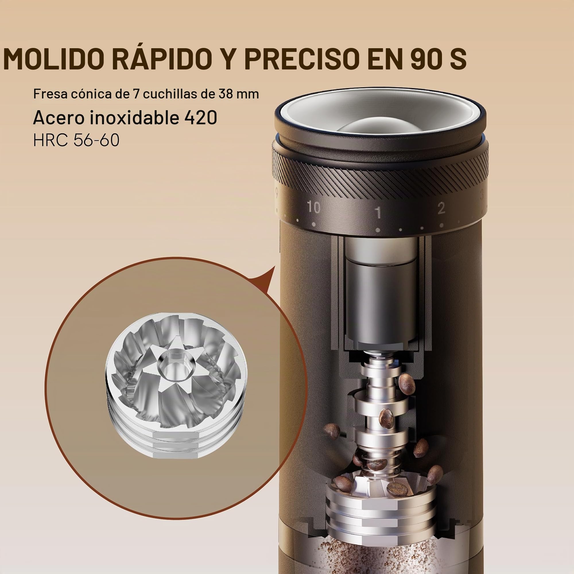 OutIn Fino Molinillo de café eléctrico portátil con OutIn Claro Báscula Portátil para Café