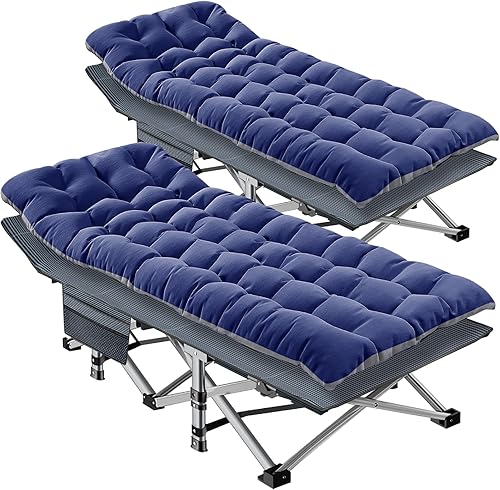 NAIZEA Catres plegables para adultos, catre portátil con colchón, cama resistente al aire libre con bolsa de transporte 1200d tela Oxford catres de