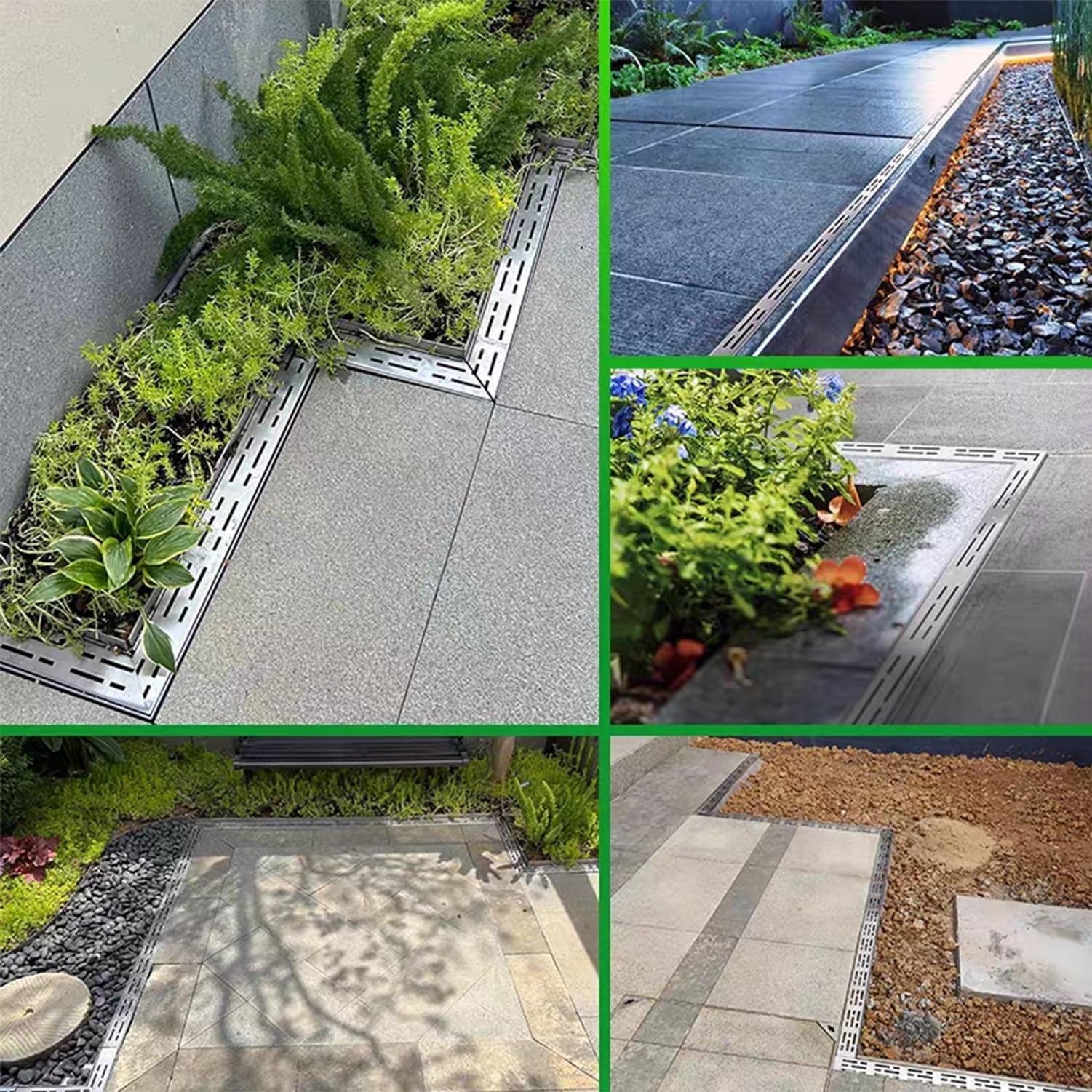 Desagüe Pluvial Para Patio, 2 Piezas Canal De Drenaje De Acero Inoxidable, Exterior Estrecho Sistema De Drenaje De Zanja Para Jardín Patio Entrada De Vehículos Garaje(100x10x3cm)