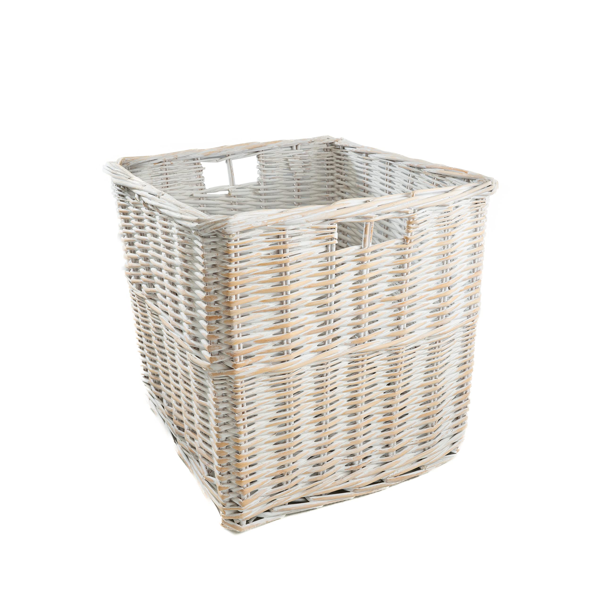 Arthur Cameron - Wicker Storage Cube with Built-in Handles - 32 x 32 x 31 cm - Cube Storage Unit, Perfect for Bedroom or Living Room - Wicker Box, Kallax Basket, Storage Basket (White Wash)