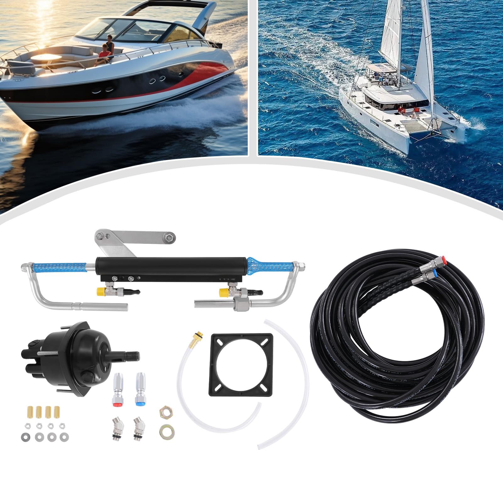 90HP - Set di sterzo idraulico fuoribordo sterzo con pompa di controllo, per barche fino a 90 CV