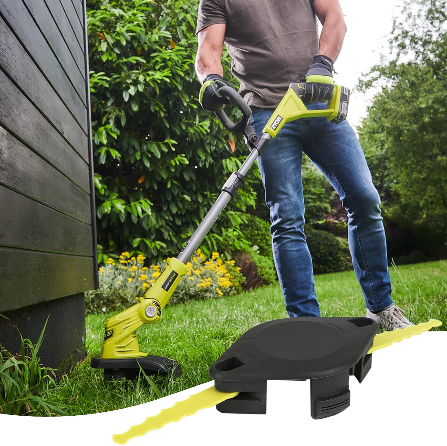 ACFHRL2 Trimmer Blade+Upgraded 0.12" Flexible Pre-cut Trimmer Line Compatible with Ryobi 18V, Hybrid, 24V, 40V, Ry40210, Ry40210a P2080, P2008A, P2008, P20100, P20010A, P20010 String Trimmer