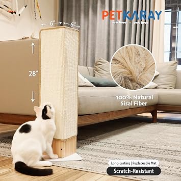 PETKARAY Cat Scratcher, Sisal Corner Cat Scratch Pad, Durable Scratching Board for Indoor Cats, Wall Scratcher Furniture Protector with Catnip