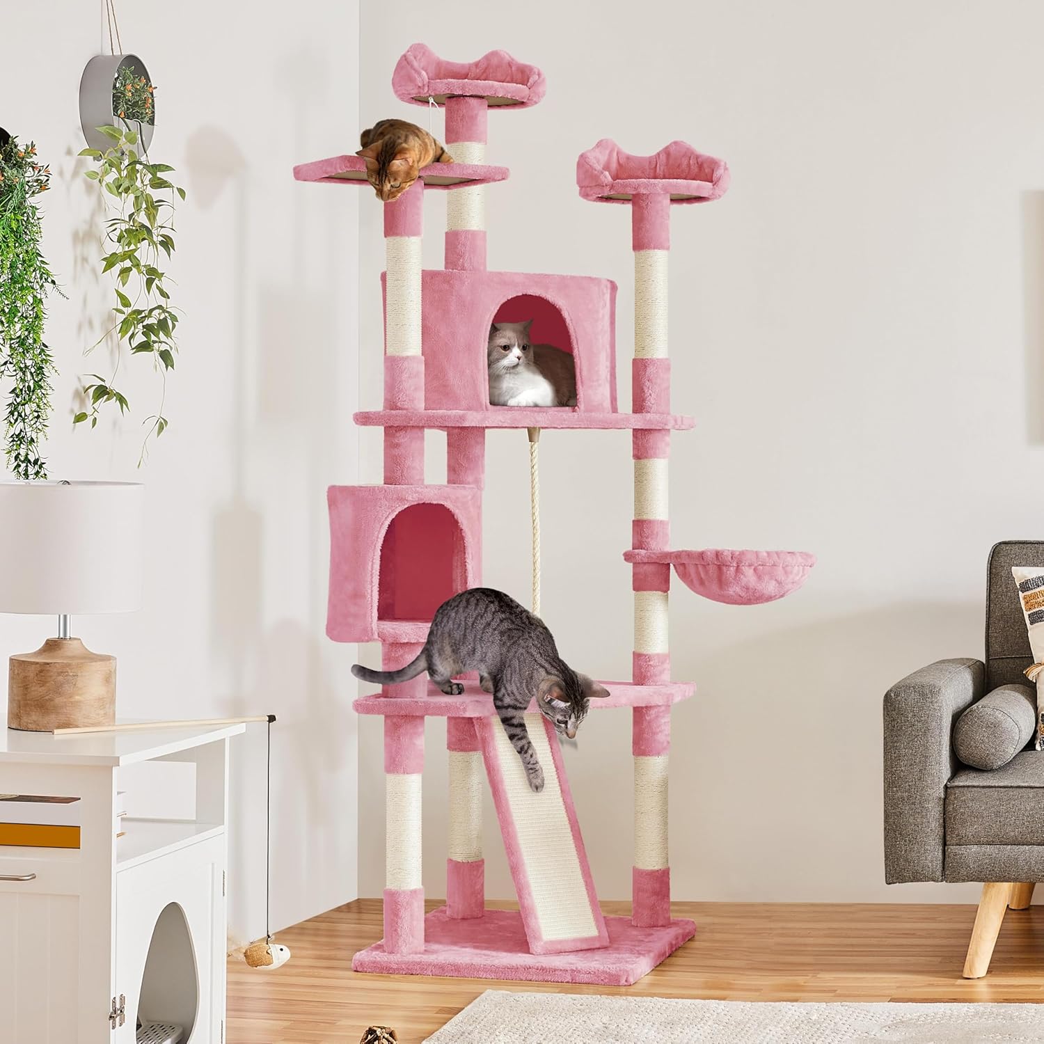 Topeakmart Large Cat Tree Multilevel Cat Tower for Indoor Cats with Scratching Posts, Condo Cat Furniture Activity Center Cat Play House
