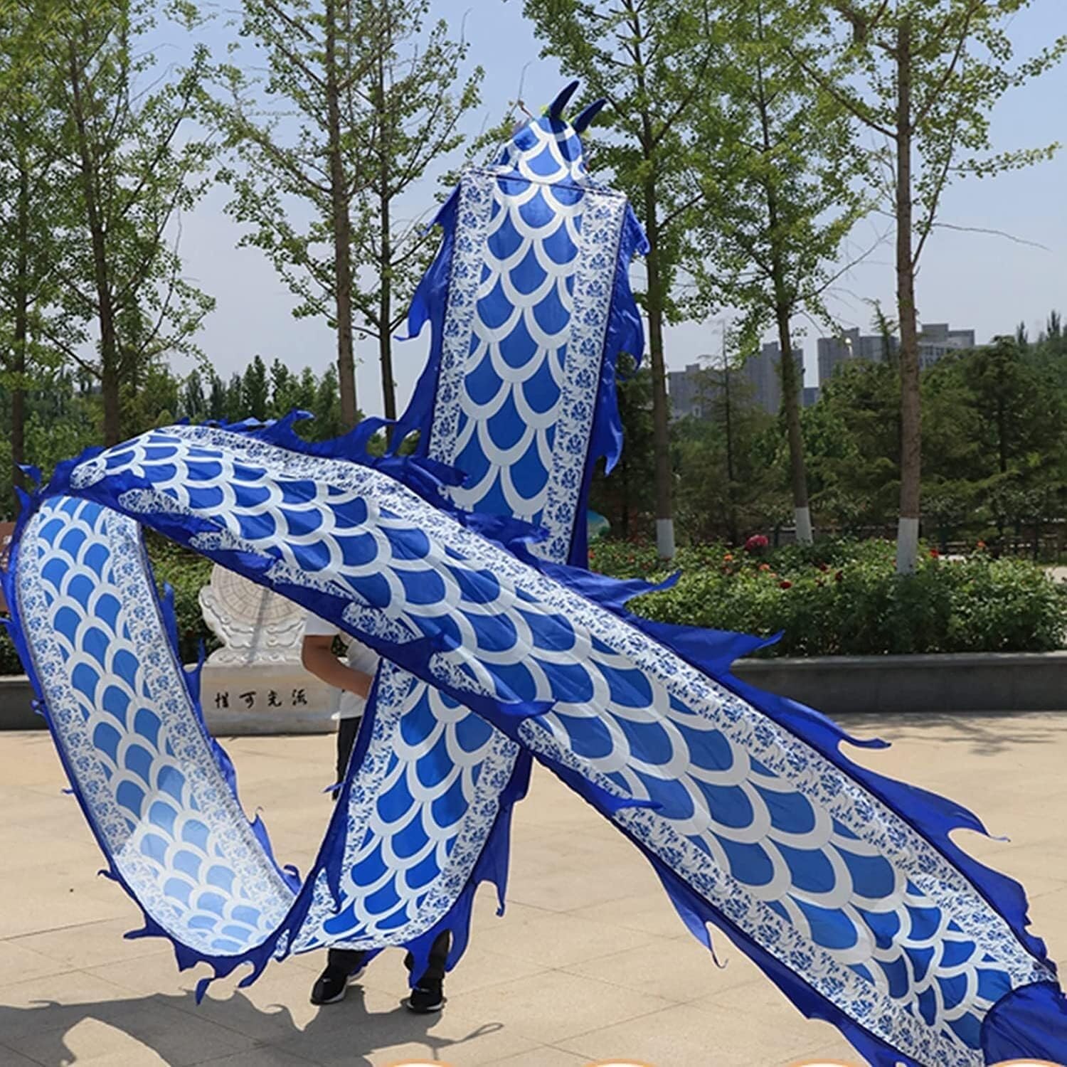 Dragon Silk 6 Meters / 8 Meters / 10 Meters Dragon Dance Ribbon Spring Festival Elderly Fitness Entertainment Equipment Folk Toys Dragon Dance Ribbon(Red,6m/19.7ft)