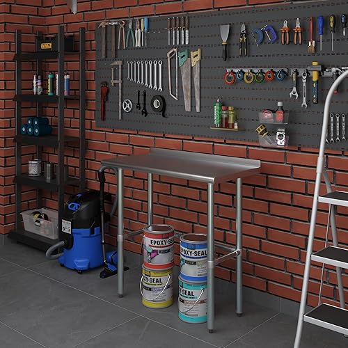 Miniatura 7 de Mesa de trabajo de acero inoxidable con base abierta con protector contra salpicaduras de 1.5 pulgadas (18 x 36)