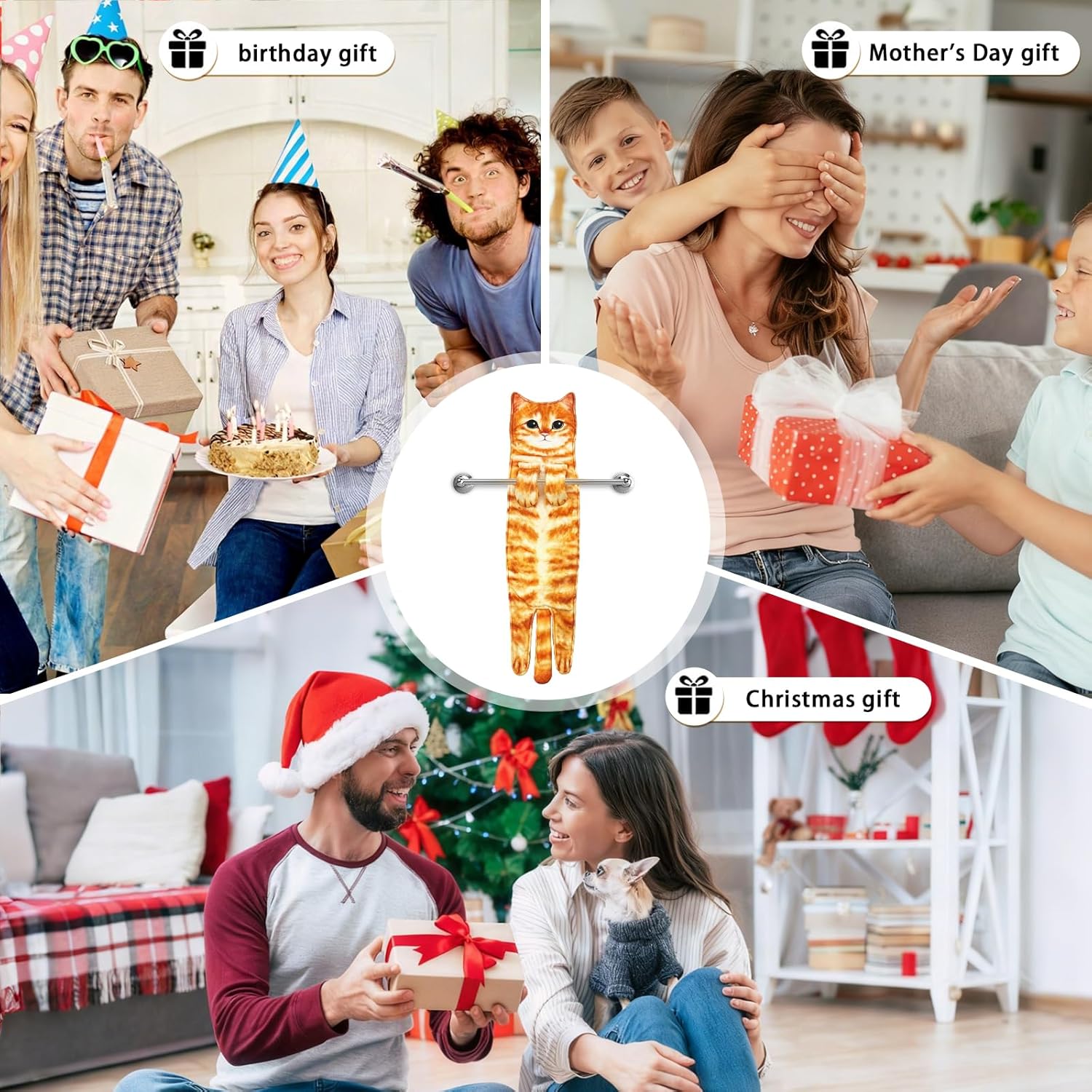 PAT JUUMG Funny Cat Hand Towels for Bathroom Kitchen Decor Towel,Cute Decorative Hanging Face Towels,Super Absorbent Soft, Housewarming Gift,Cat Lovers Gifts for Women (Orange) - Image 6