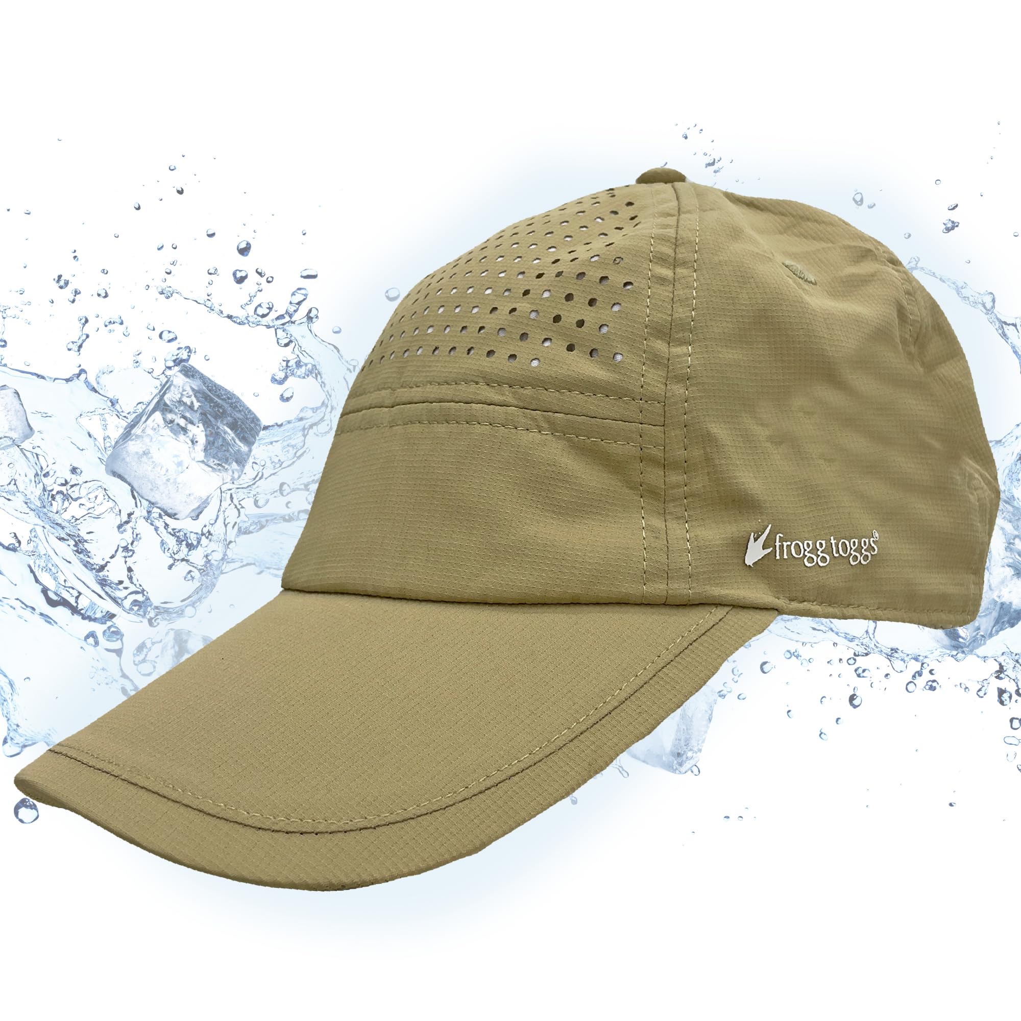 FROGG TOGGS Unisex-Adult Chilly Pro Cooling Hat, Instant Cooling and Sun Protection, Khaki, One size