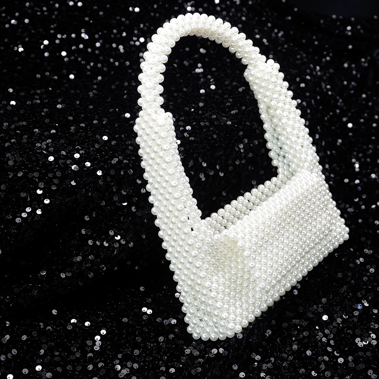 Miuco Pearl Bag Clutch Purses For Women Wedding Bride Purse Sparkly Glitterl Beaded Handbag