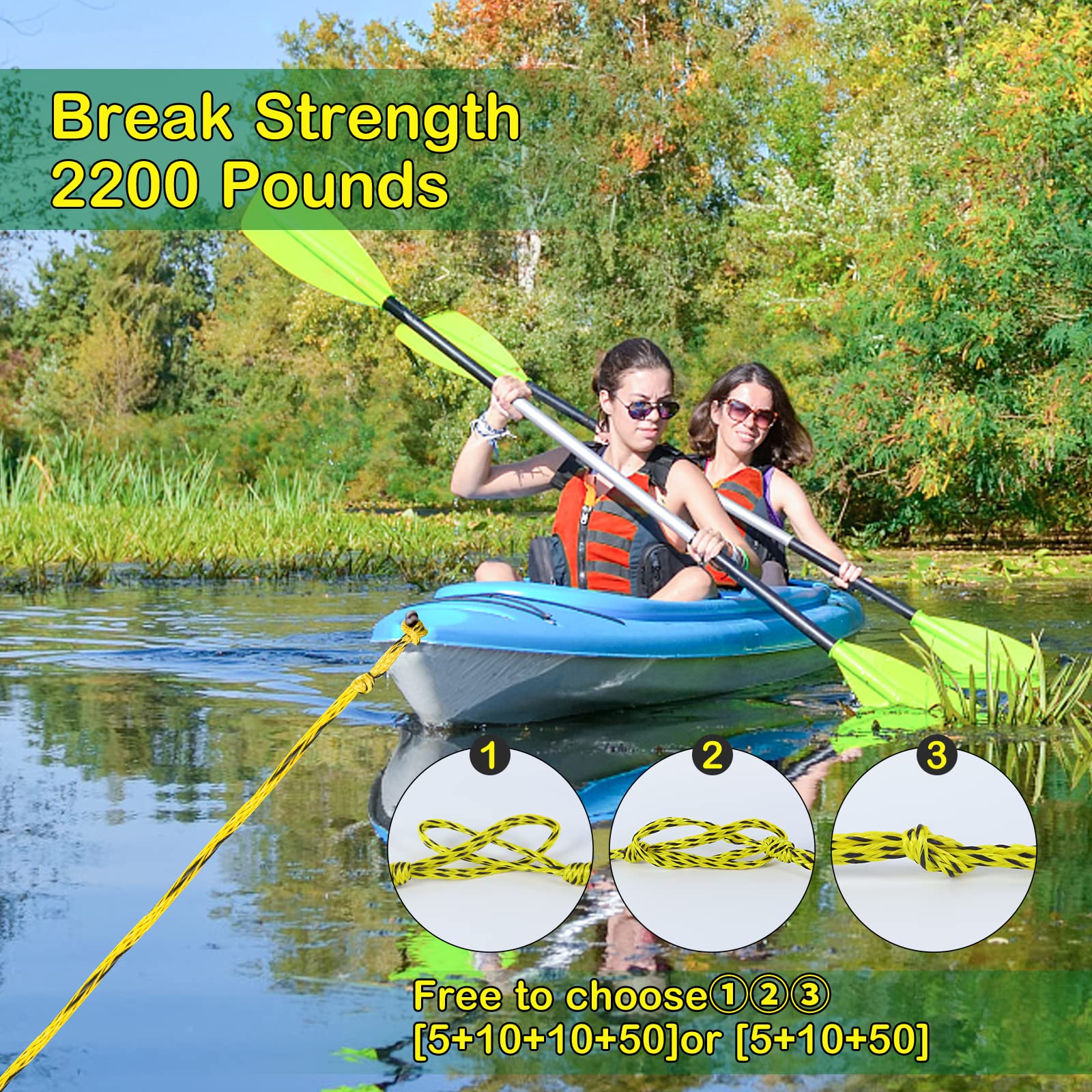 Corda Da Wakeboard 80 Piedi Con Manico In EVA - Verde, Per Sci Nautico E Sport Acquatici