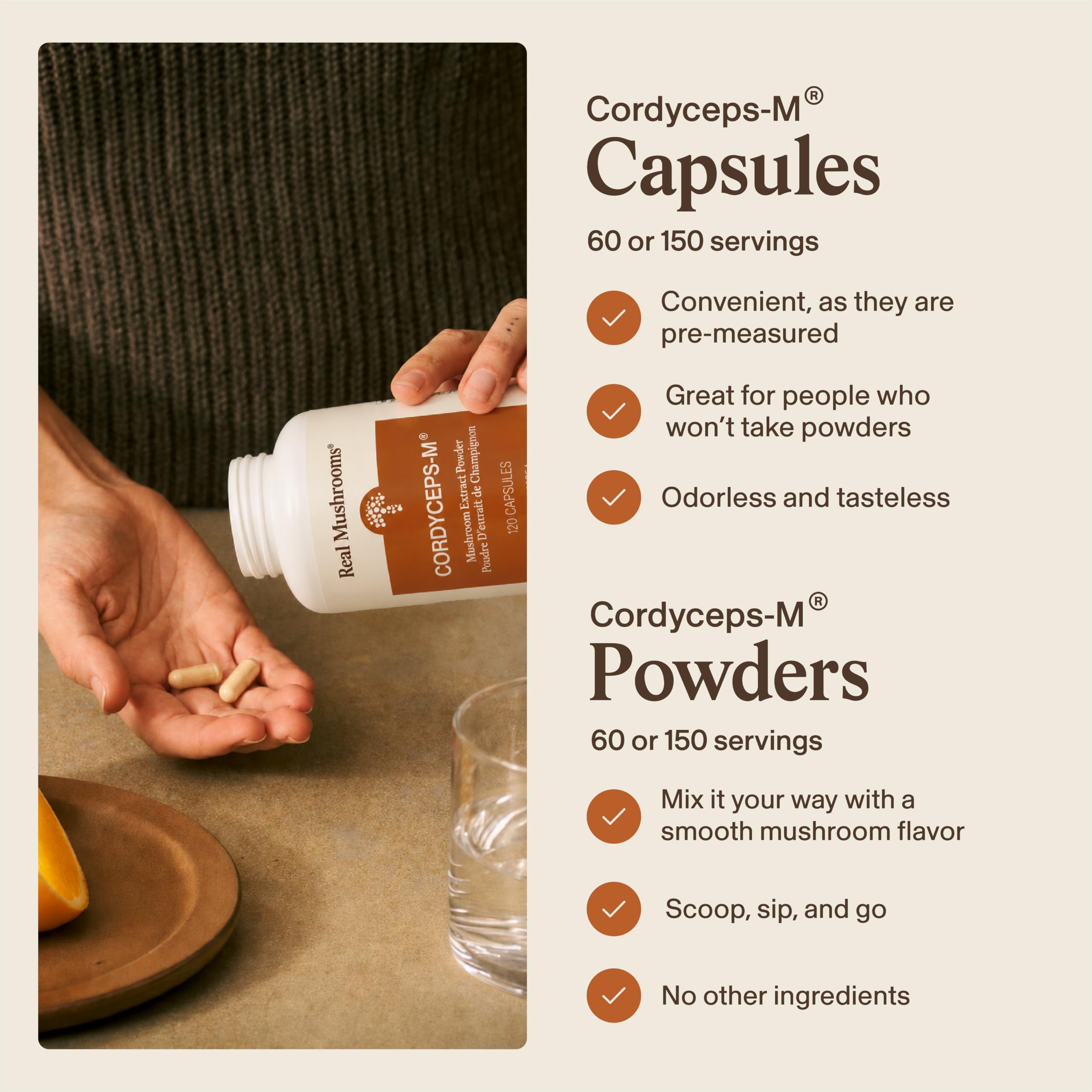 Real Mushrooms Cordyceps Mushroom Extract with Beta Glucans, 120 ct — Amazon image 4
