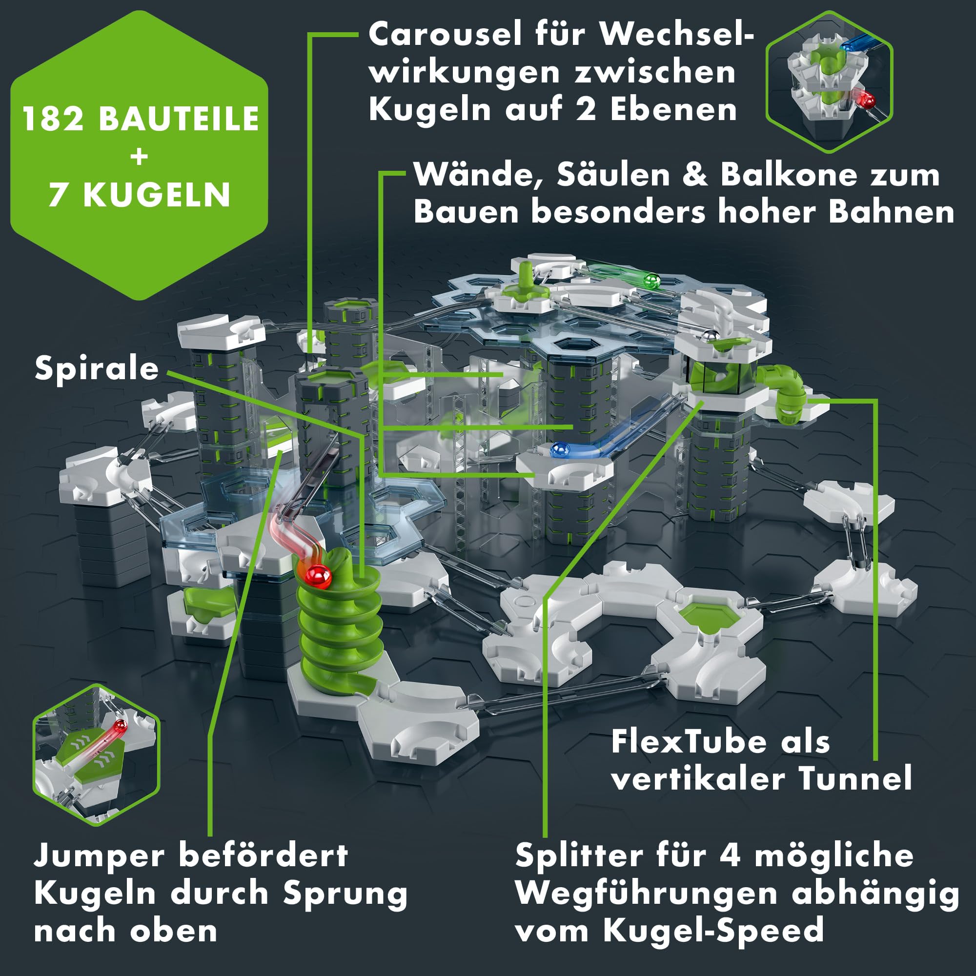 Ravensburger GraviTrax PRO Starter-Set Drop'n'Roll 27463 - Besonderes Starterset der PRO-Linie für Deine Kugelbahn - Murmelbahn und Konstruktionsspielzeug ab 8 Jahre