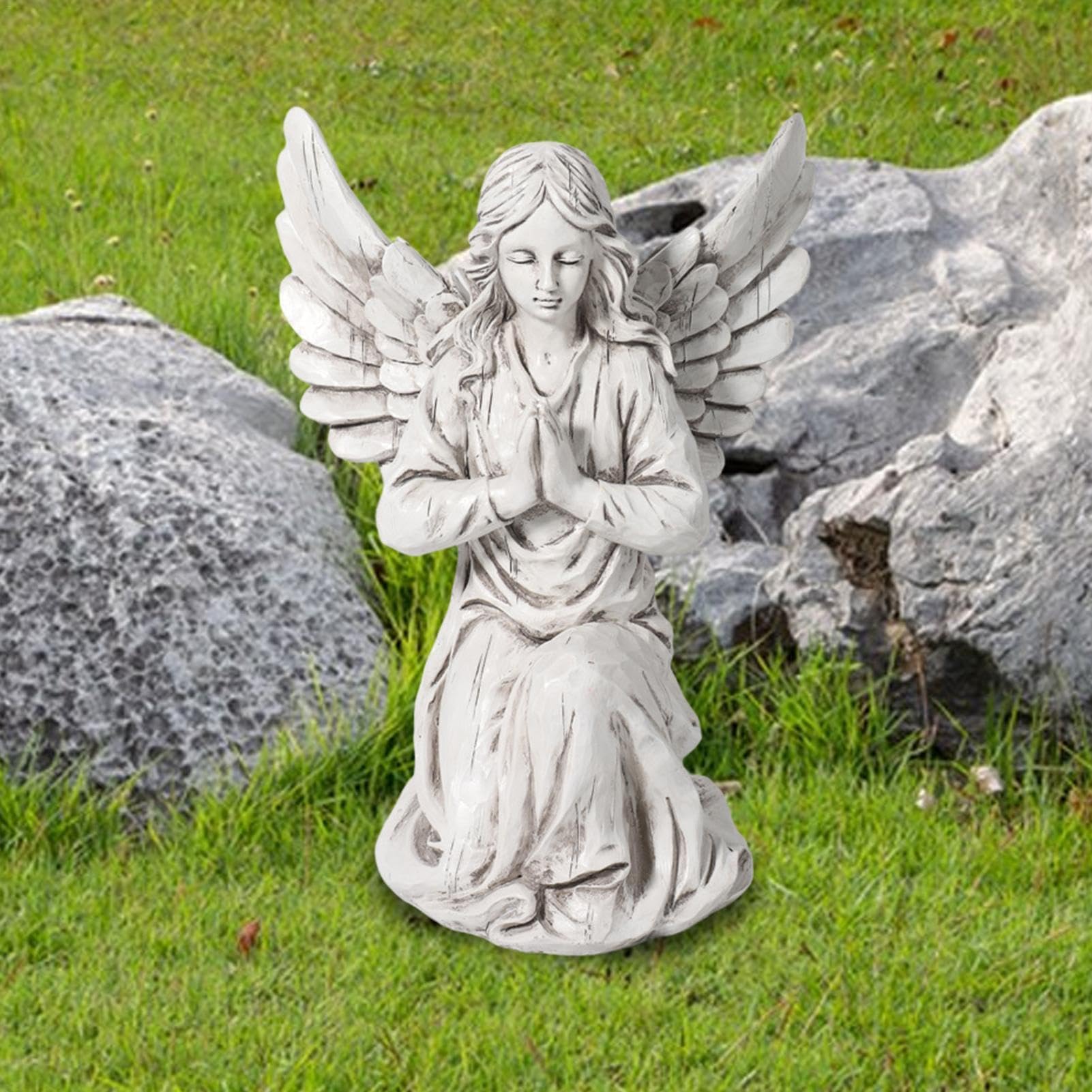 Statua, żywica do trawnika ogrodowego na patio-religijne posągi ogrodowe, statua anioła na zewnątrz, dekoracja północnoeuropejska p