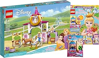 Zestaw LEGO - Księżniczka Disney Belles i Roszpunka królewskie stajenki 43195 + Magazynek księżniczki z minifigurką Kopciuszek z kubkiem kuchennym