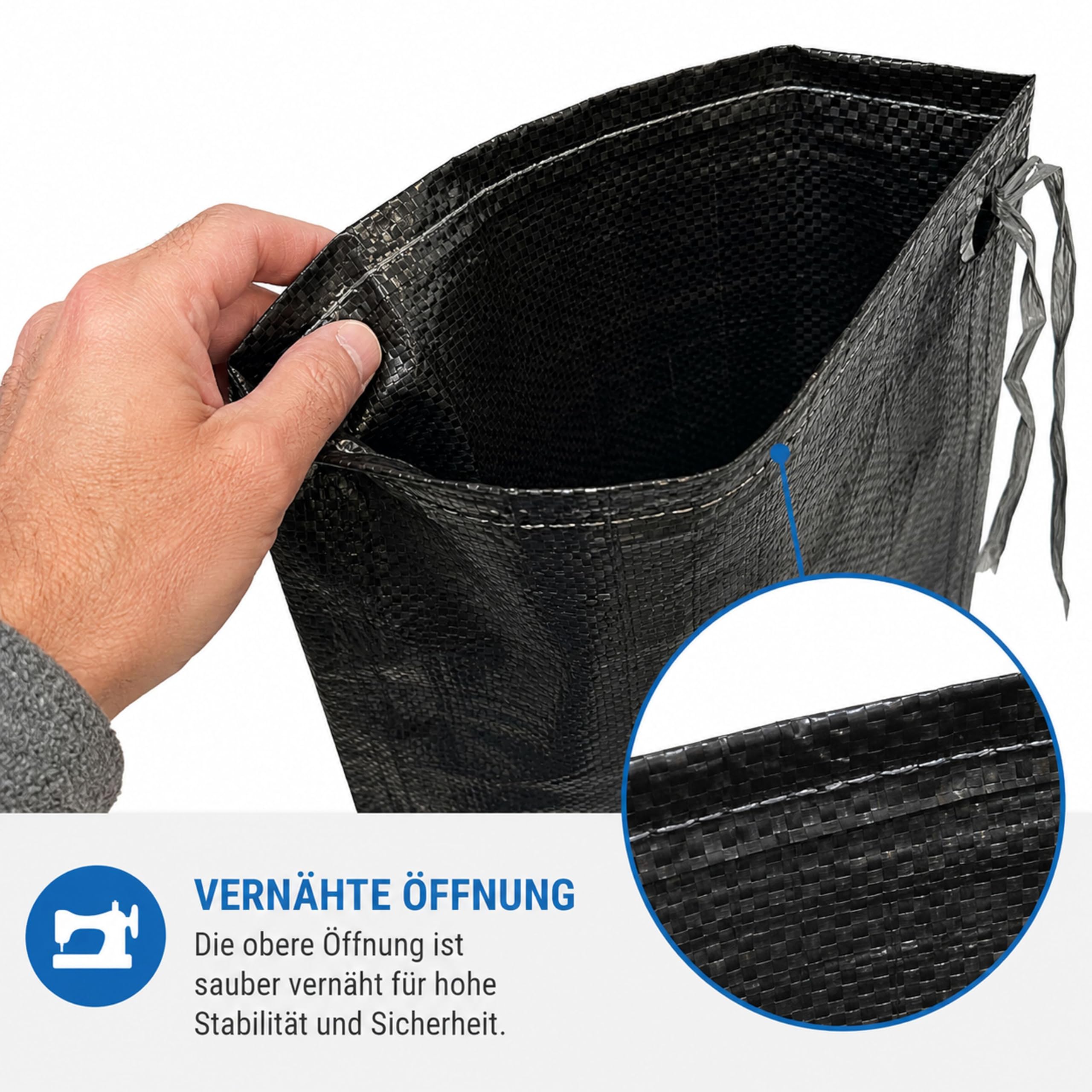20 Stück ELBSACK Premium-Sandsackschläuche 25x100 cm, schwarz, PP, leer, UV-stabil