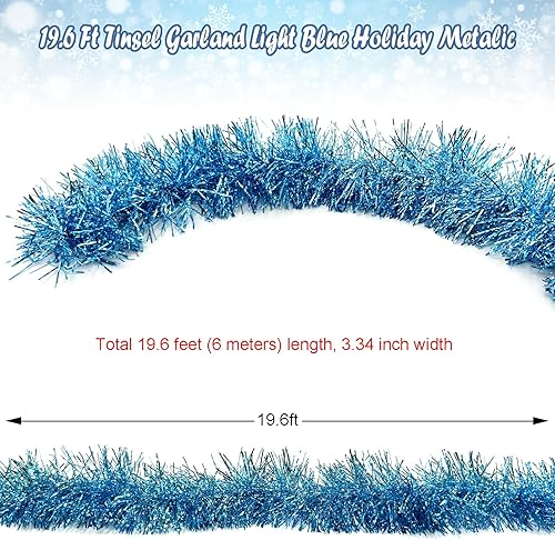 Miniatura 2 de Guirnalda de oropel de Navidad de 32.8 pies, guirnalda de oropel con punta de escarcha verde oscuro, guirnalda metálica gruesa de nieve blanca para