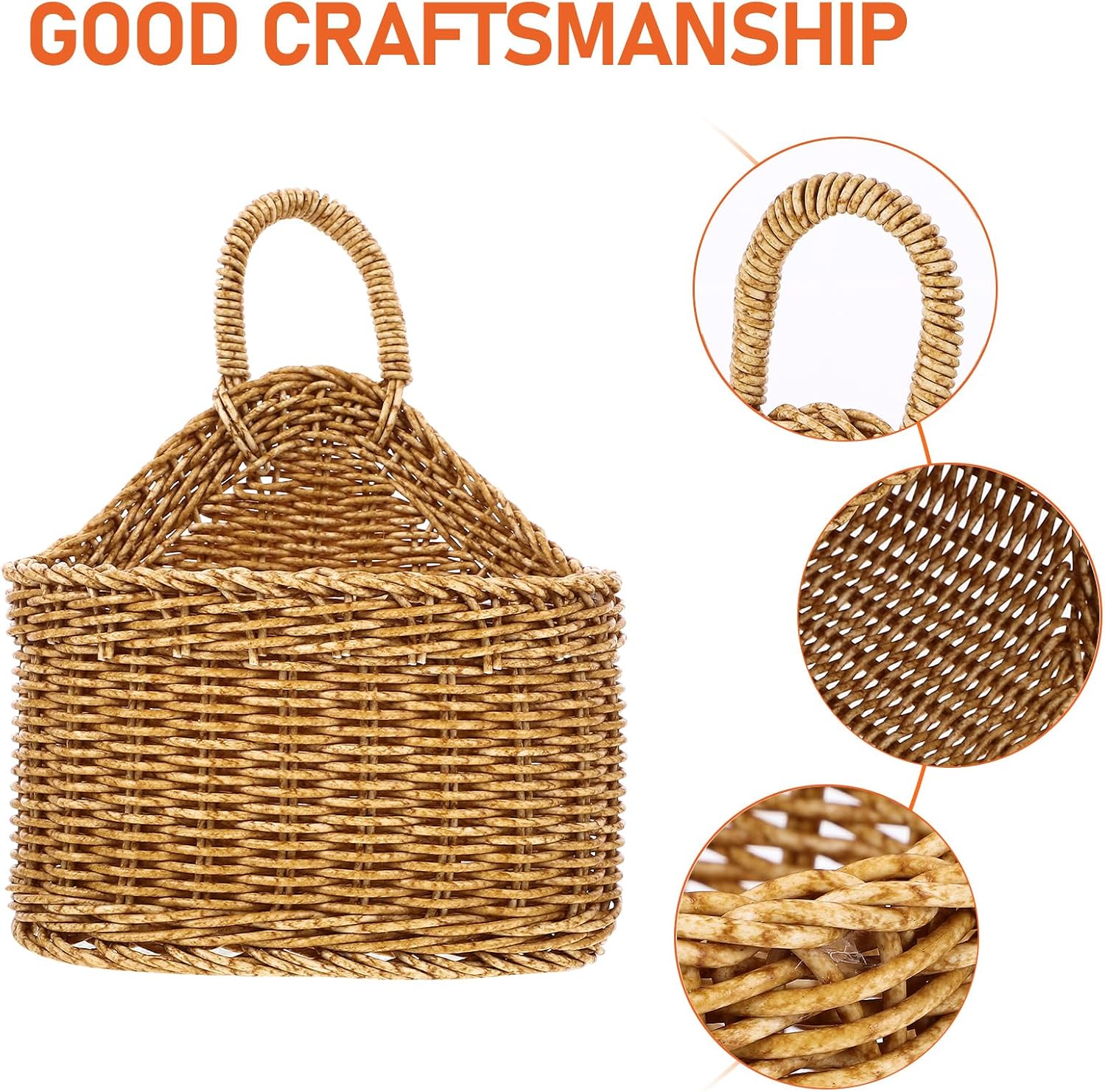Cabilock Small Wall Hanging Basket | Boho Plastic Woven Kitchen Organizer