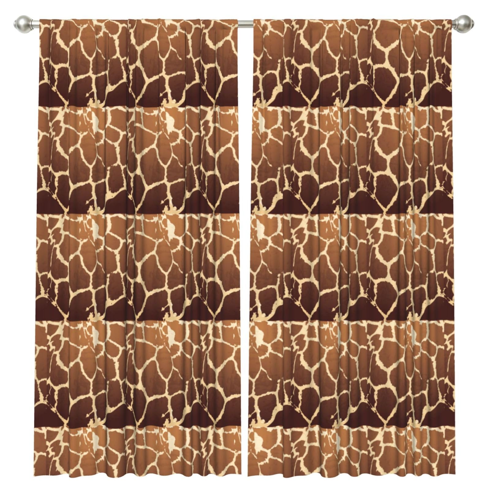 InOmak Giraffe Print, 2 Panels Window Curtains 52 x 84 Inch Blackout Curtains for Living Room Bedroom