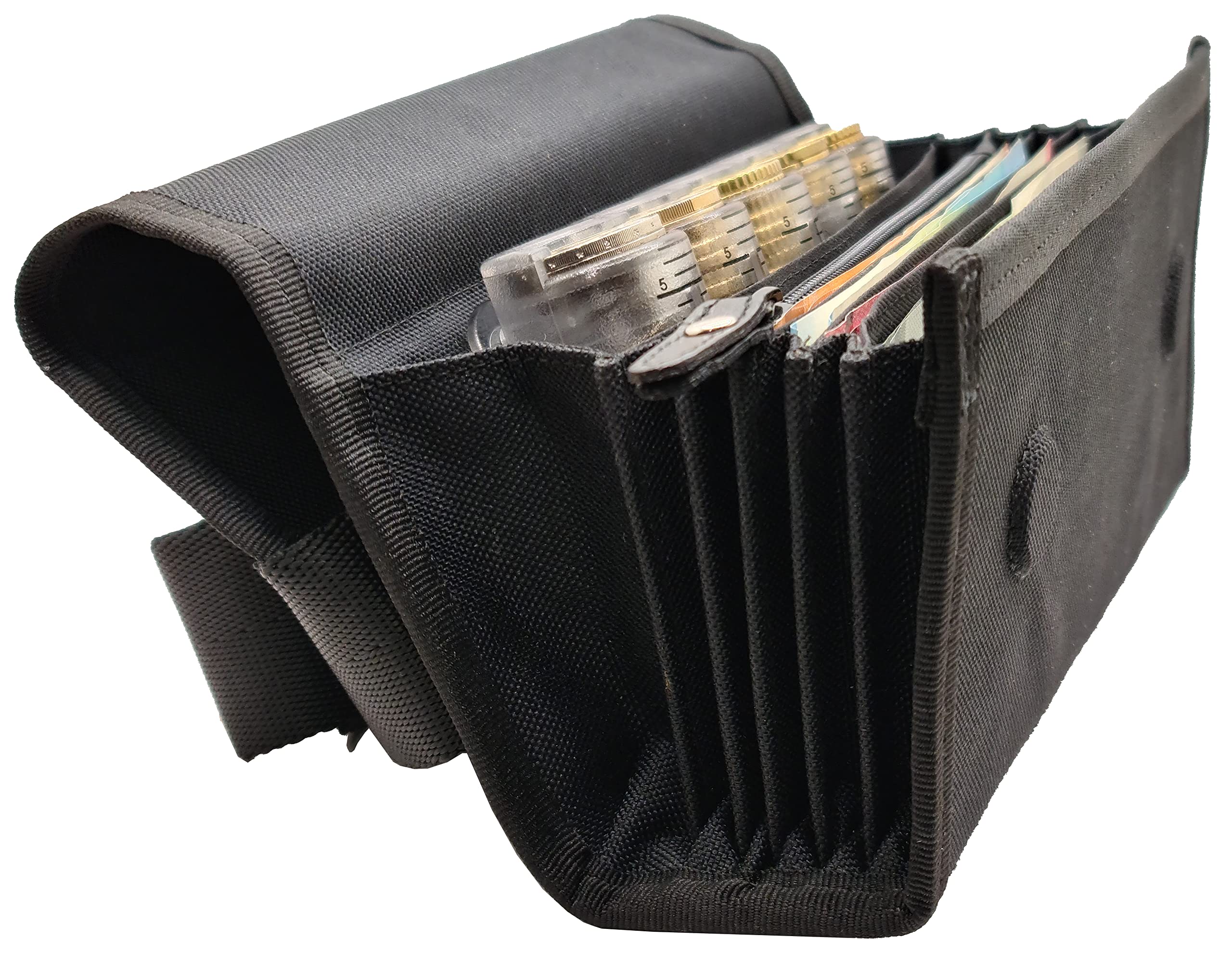 Nouveau Modèle, la Rolls des Sacoches Monnayeur Serveur, en Toile Canvas Imperméable, Doublure et Poche Zippée Intérieure, avec Monnayeur Transparent 5 Pièces, Fermeture Aimants