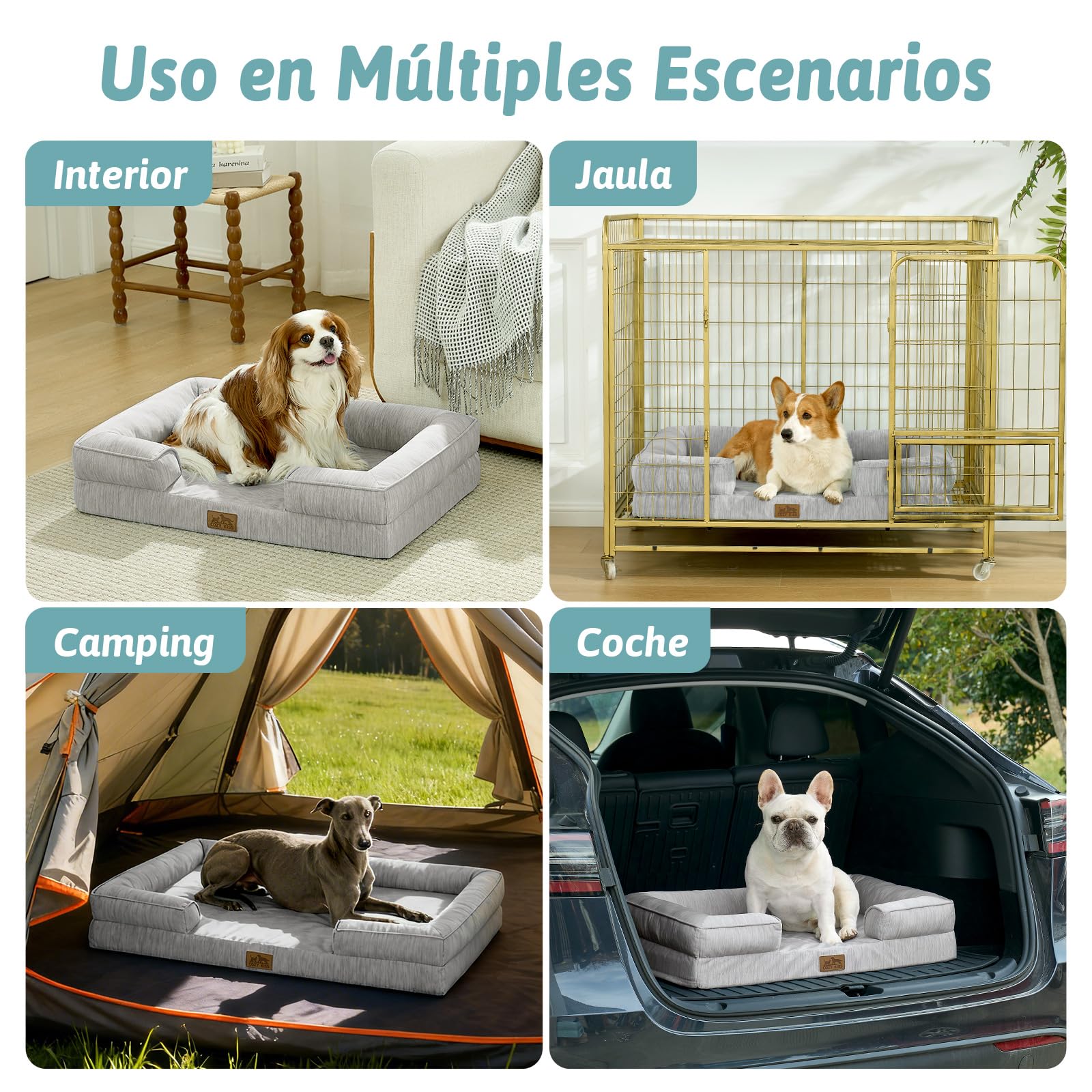 COZY KISS Cama Refrescante Grande para Perros, Cama Perro Verano Impermeable, Ortopédica Sofa para Perros Desenfundable y Lavable, Colchón Perro Viscoelástico Fresco, Gris, XL(112x81x18cm)