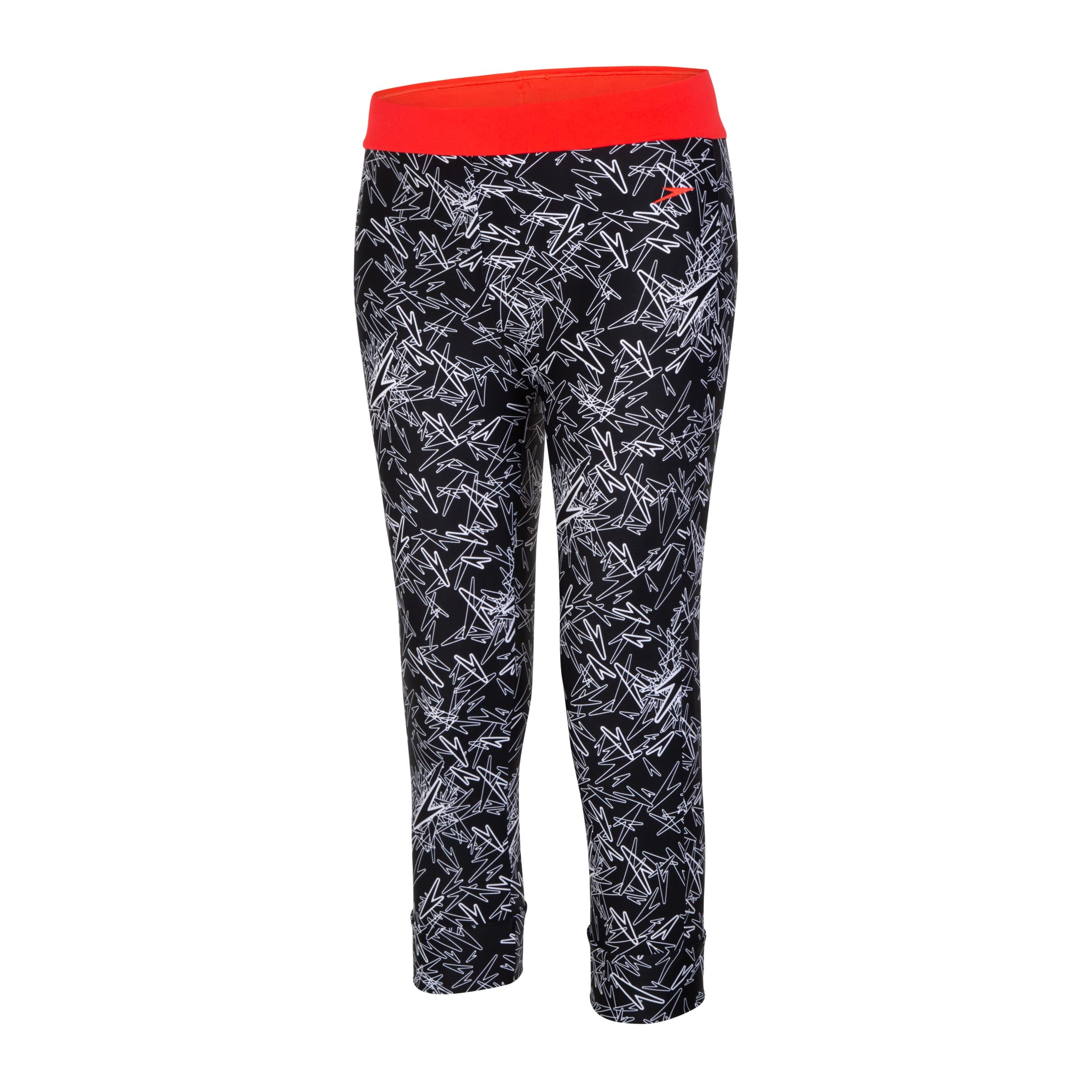 SpeedoBoom Splice All Over Printed Swim Capri Womens Swimactive, Black, 28