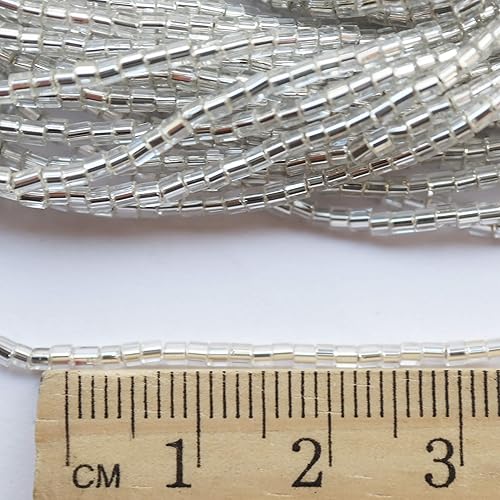 Miniatura 4 de Plata 110 2-Cut Seed Beads 0.079 in Bugle Tubes Checa Cristal Cristal Plata Espejo forrado Full Hank