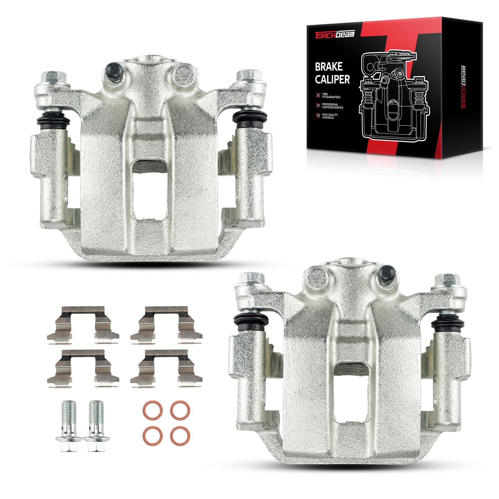 Torchbeam 2PCS Rear Driver and Passenger Side Brake Caliper For INFINITI Nissan for 2006-2008 G35, 2009-2010 G37 3.7L, 2006-2009 M35, 2006-2009 350Z, Disc Brake Caliper # 19B2793A+19B2792A