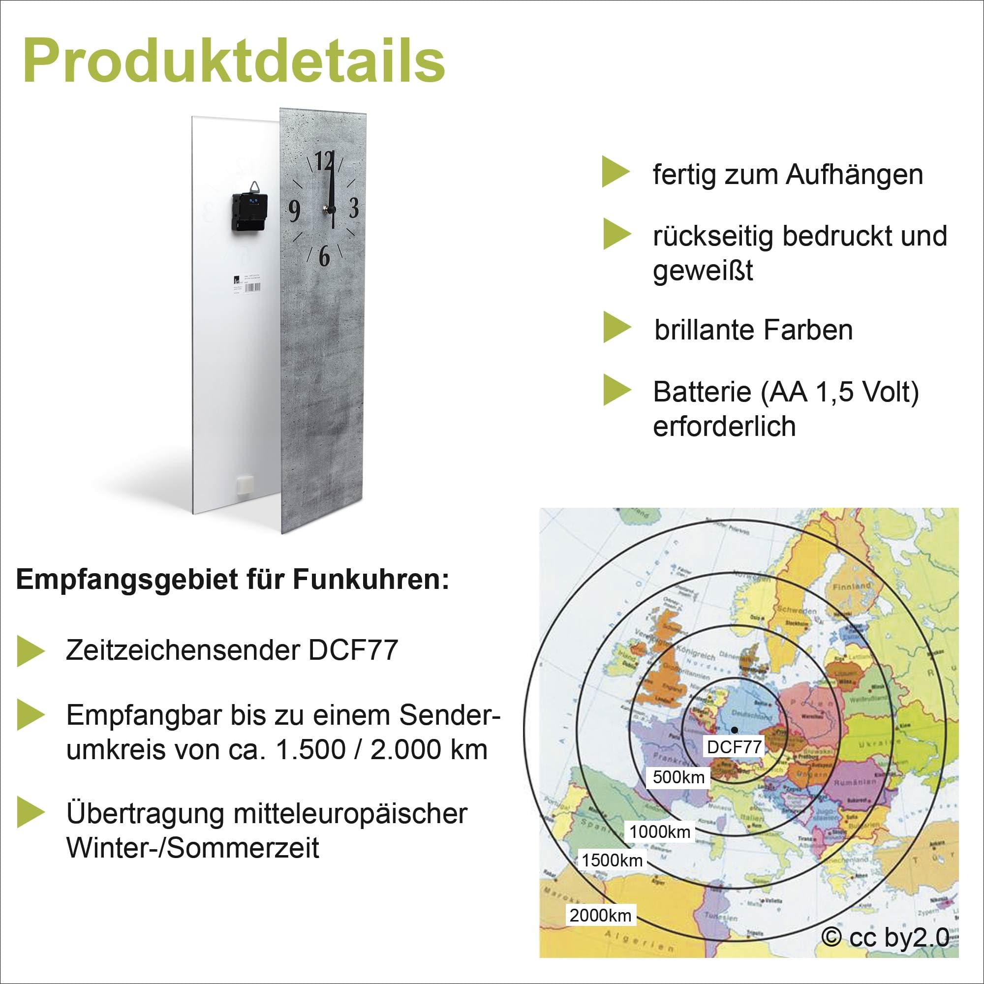 ARTLAND Wanddeko Wanduhr ohne Tickgeräusche Glas Funkuhr 20x60 cm Rechteckig Lautlos Natur See Steg Sonnenaufgang Urlaub Modern T9QL