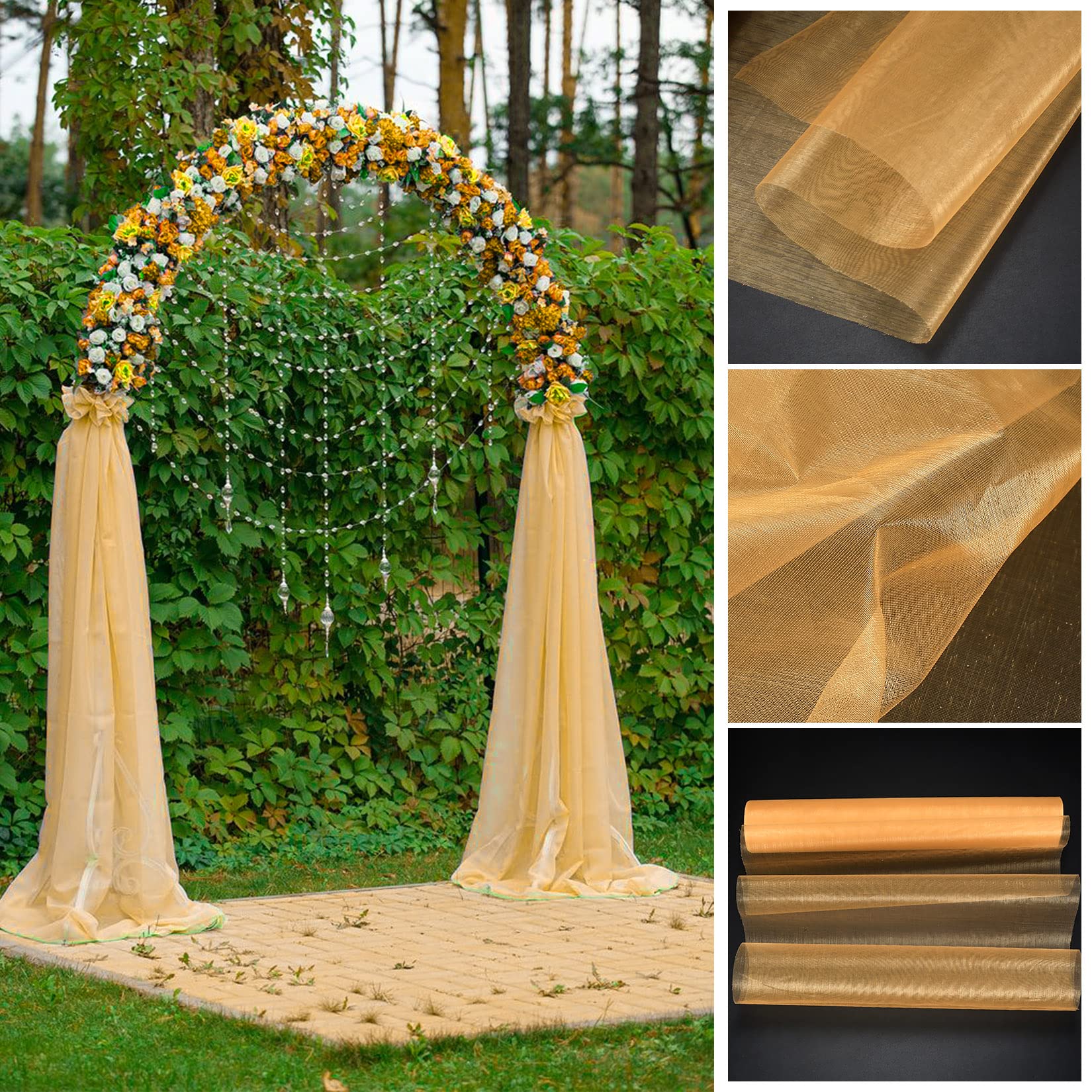 GOTRUST Fabric Table Runner Tulle Roll, Transparent Organza Chair Sashes - Image 4