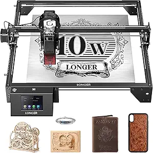 LONGER Laser Engraver Ray5 10W, 60W DIY Laser Cutter and Laser Engraving Machine with 3.5" Touch Screen,0.06mm Laser Spot 10000mm/min, Offline Usage CNC Laser Engravers for Wood Metal Acrylic Glass