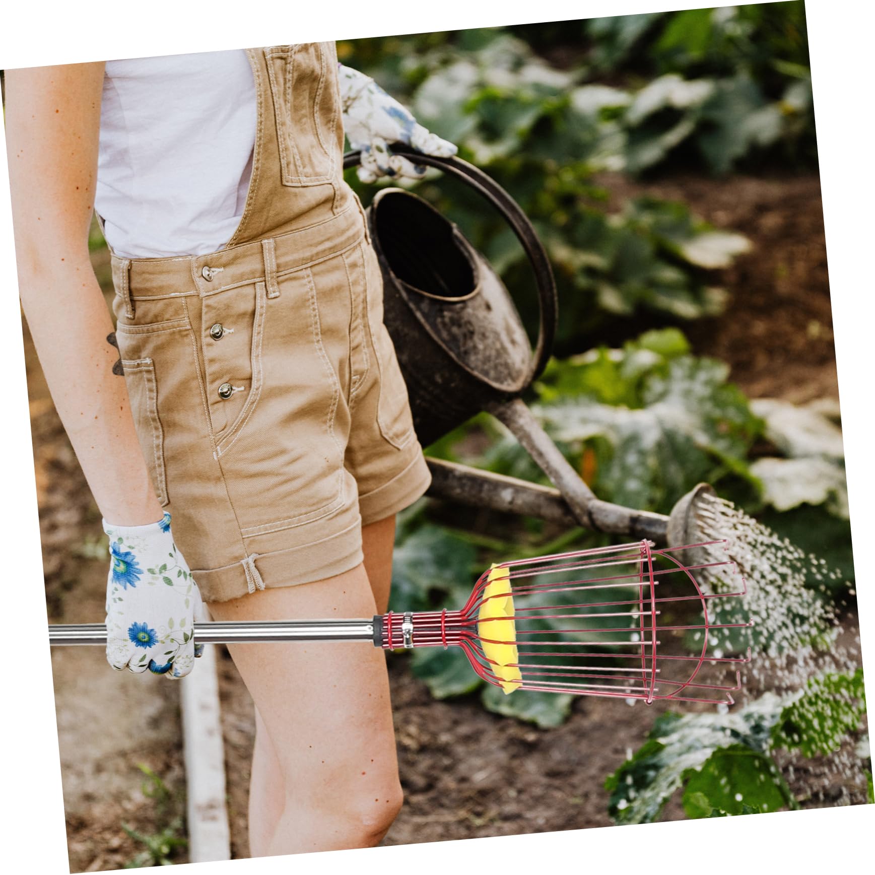 1.6m Cueille-Fruits Extensible avec Panier pour Fruits Perche à Fruits Réglable pour Cueillette Facile