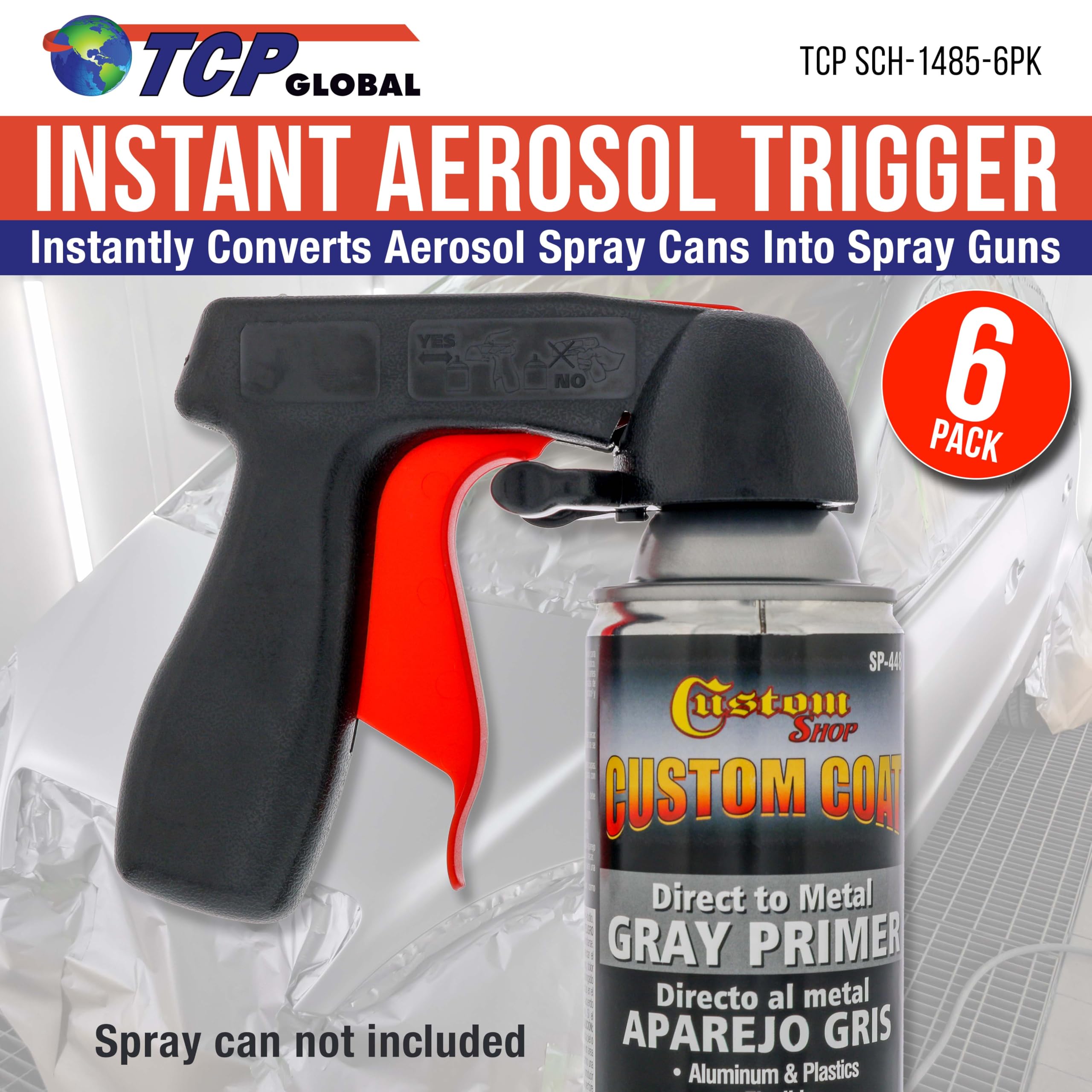 Mango de gatillo de aerosol instantáneo (paquete de 12), convierte instantáneamente latas de pulverización en pistolas de pulverización, agarre completo, reutilizable, fácil de poner y quitar, ajuste